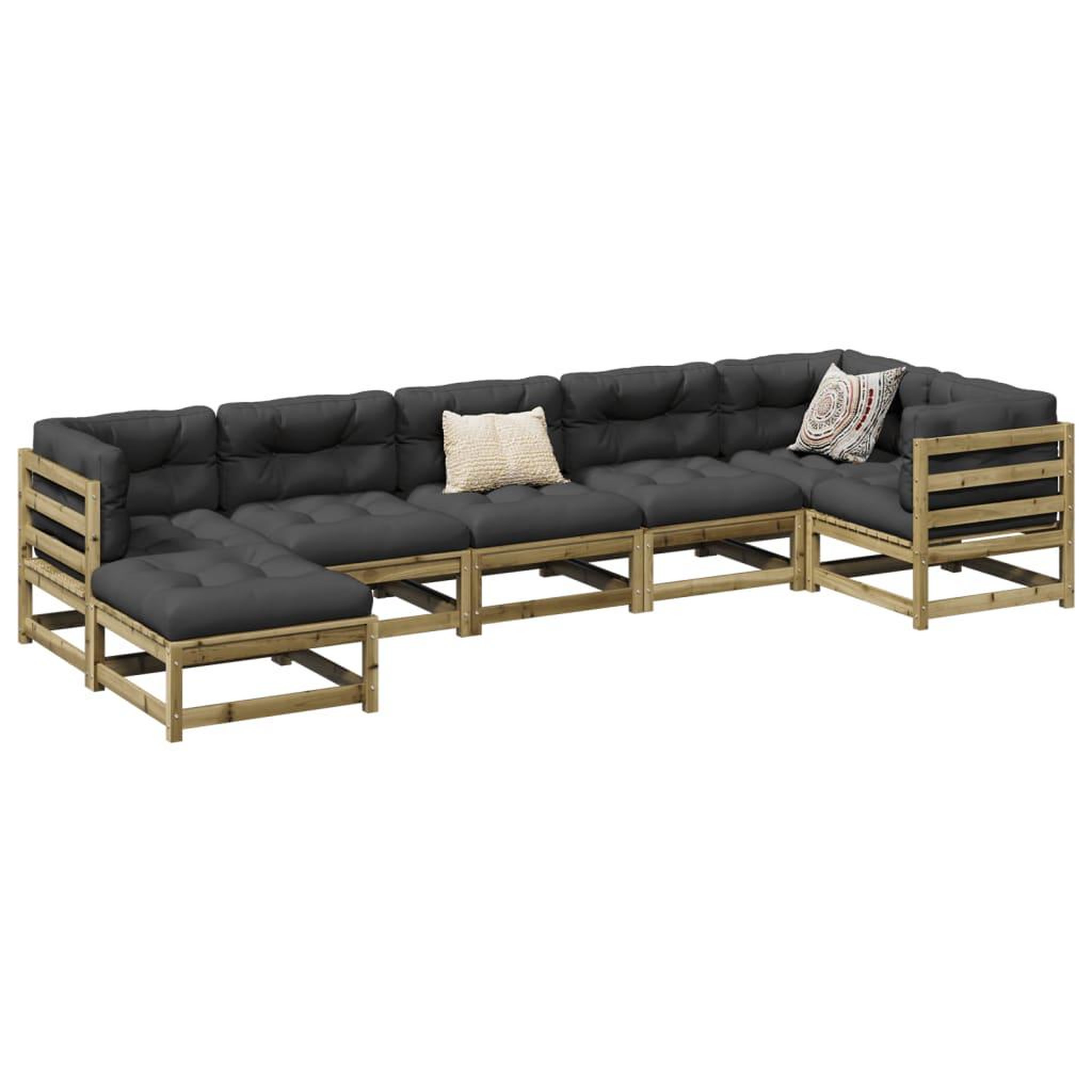 VIDAXL Salon de jardin 7 pcs bois de pin impregne