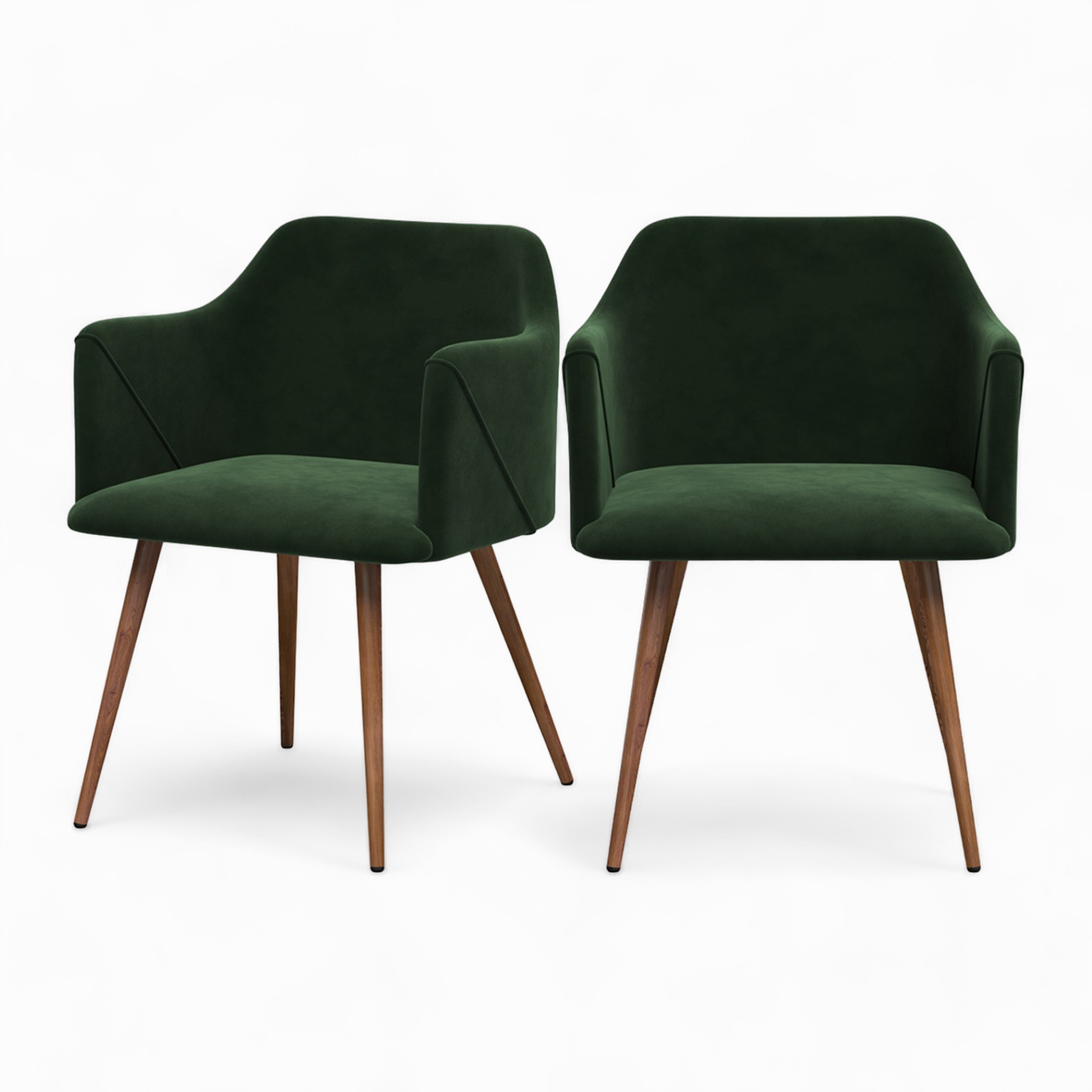 MAISON PAVANE Lot de 2 chaises avec accoudoirs en velours vert foncé-daisy