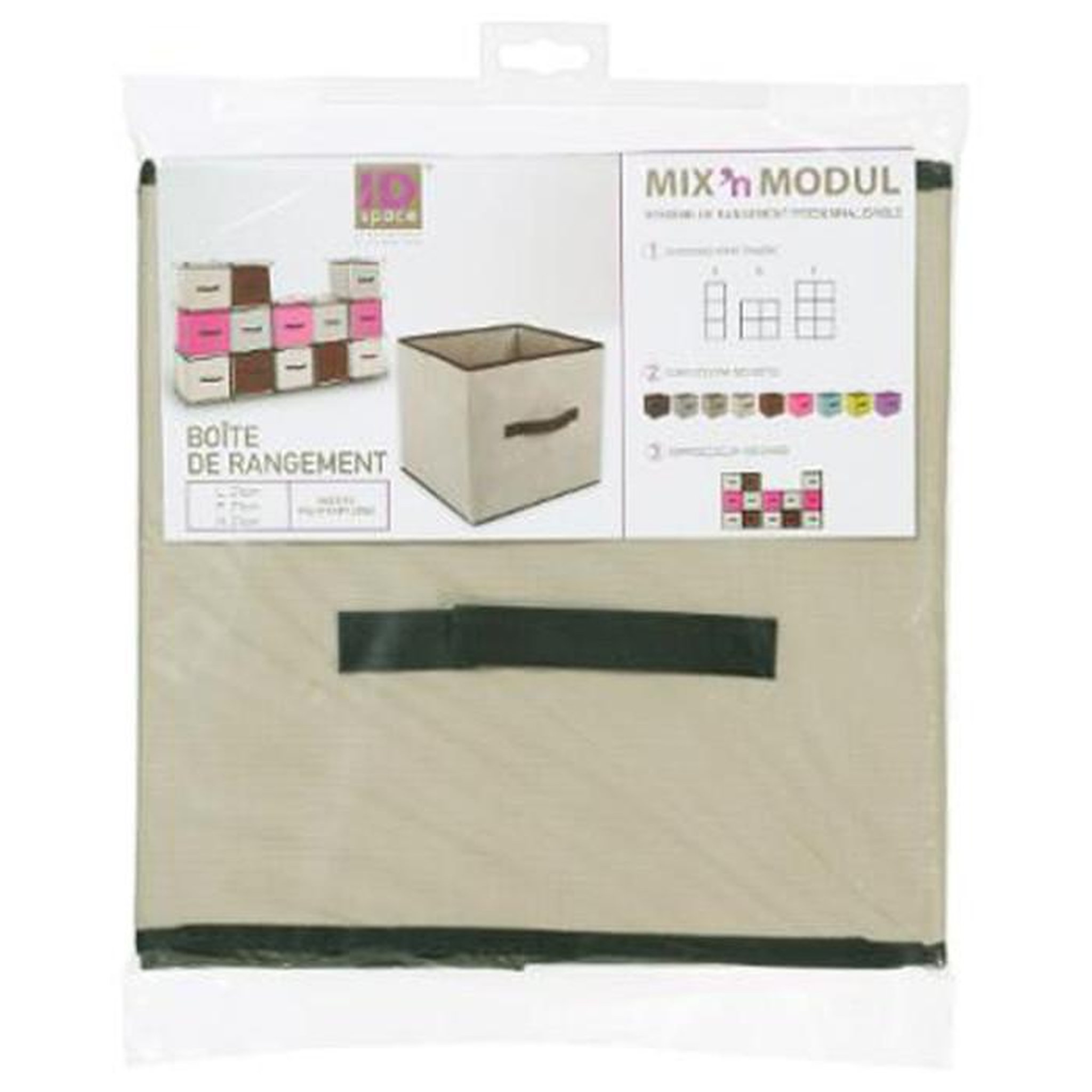 Voir la diapositive 4 : B BASIC & CO Boîte de rangement bicolore  mix n'modul  31x31cm lin
