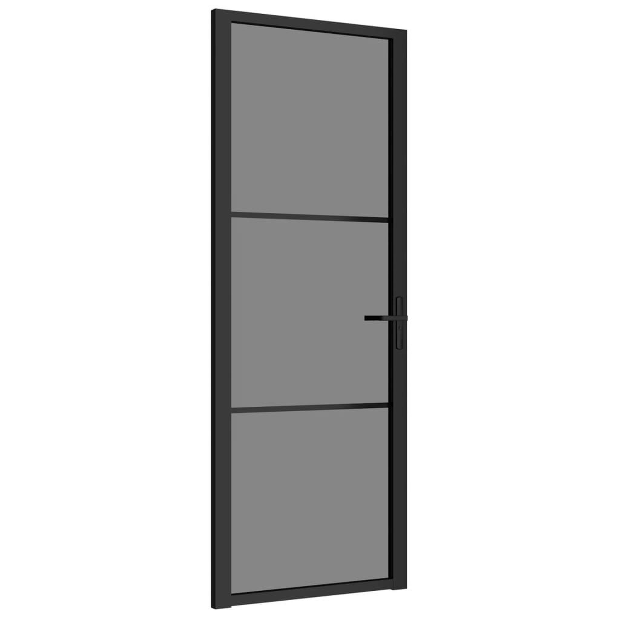 Voir la diapositive 2 : VIDAXL Porte interieure 76x201,5 cm Noir Verre ESG et aluminium