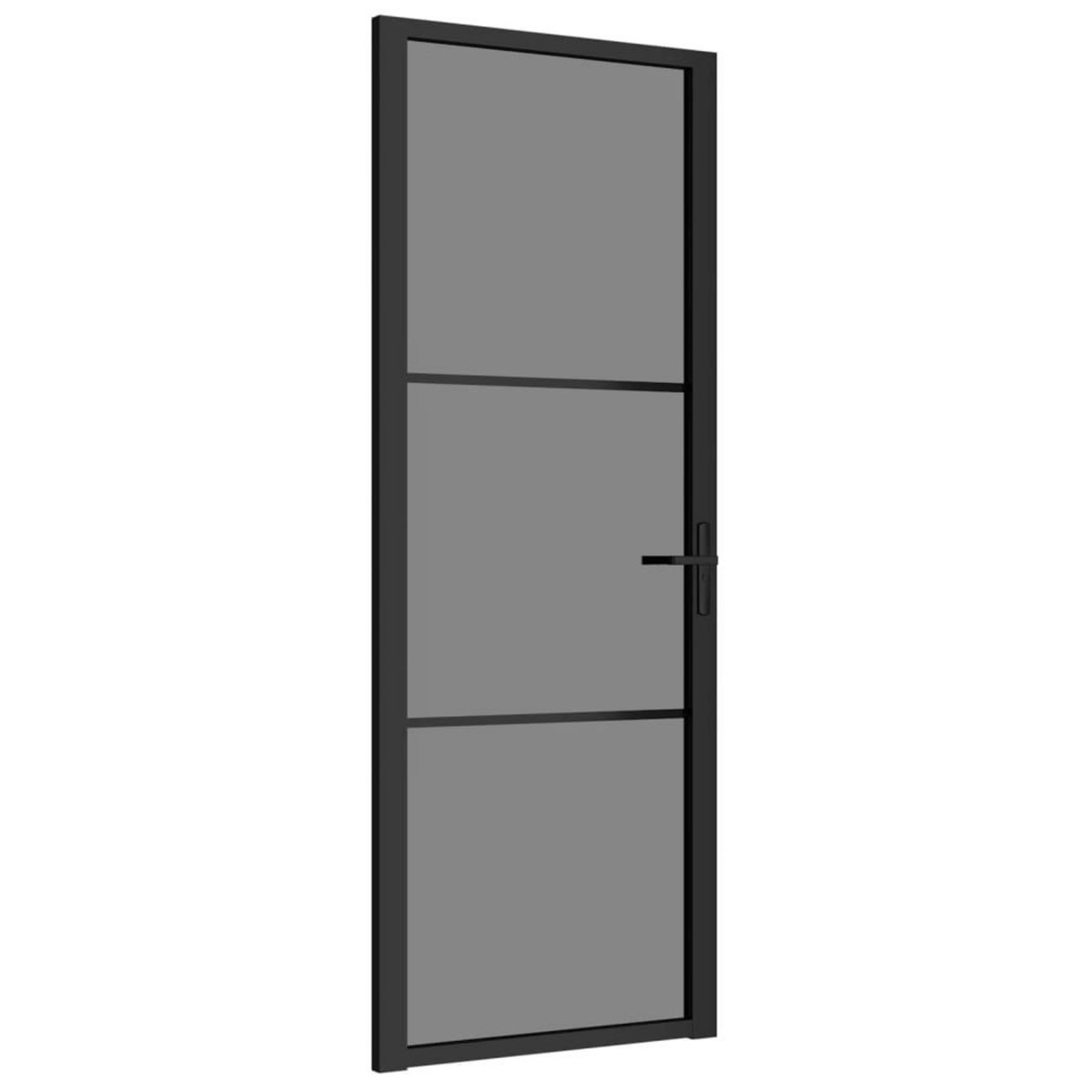 VIDAXL Porte interieure 76x201,5 cm Noir Verre ESG et aluminium