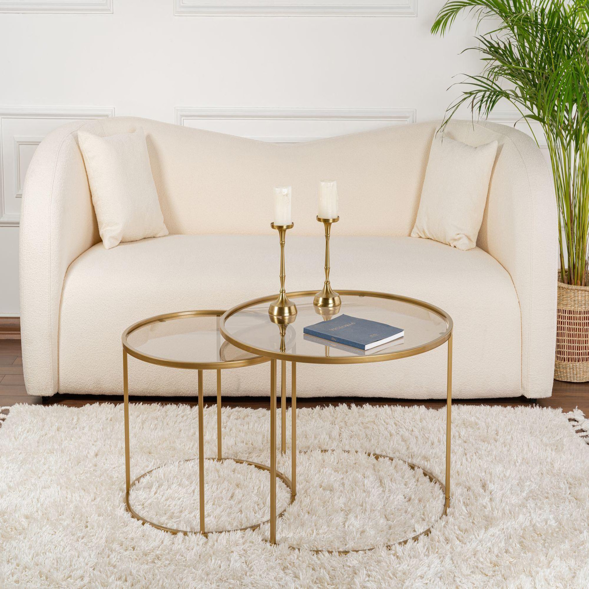 Voir la diapositive 3 : Habitat et Jardin Lot de 2 tables basses en métal  aurum  - 80 x 80 x 43 cm - or bronze