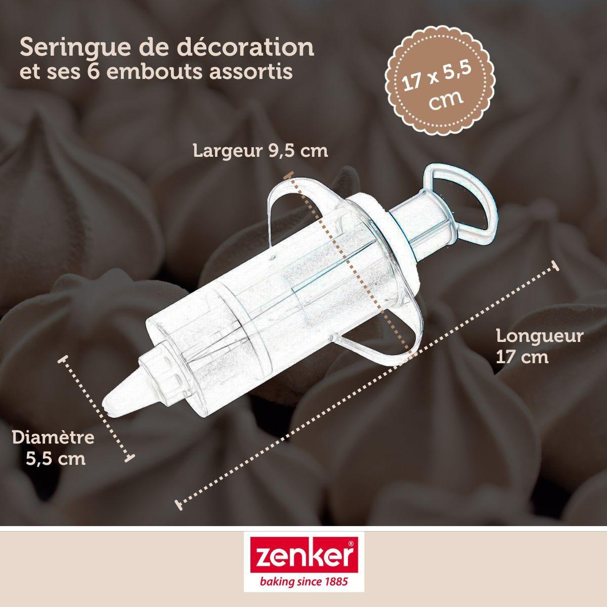 Voir la diapositive 3 : ZENKER Seringue de pâtisserie et 6 embouts Zenker Sweet Sensation