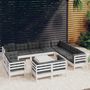 Voir la diapositive 1 : VIDAXL Salon de jardin 13 pcs avec coussins blanc bois de pin solide