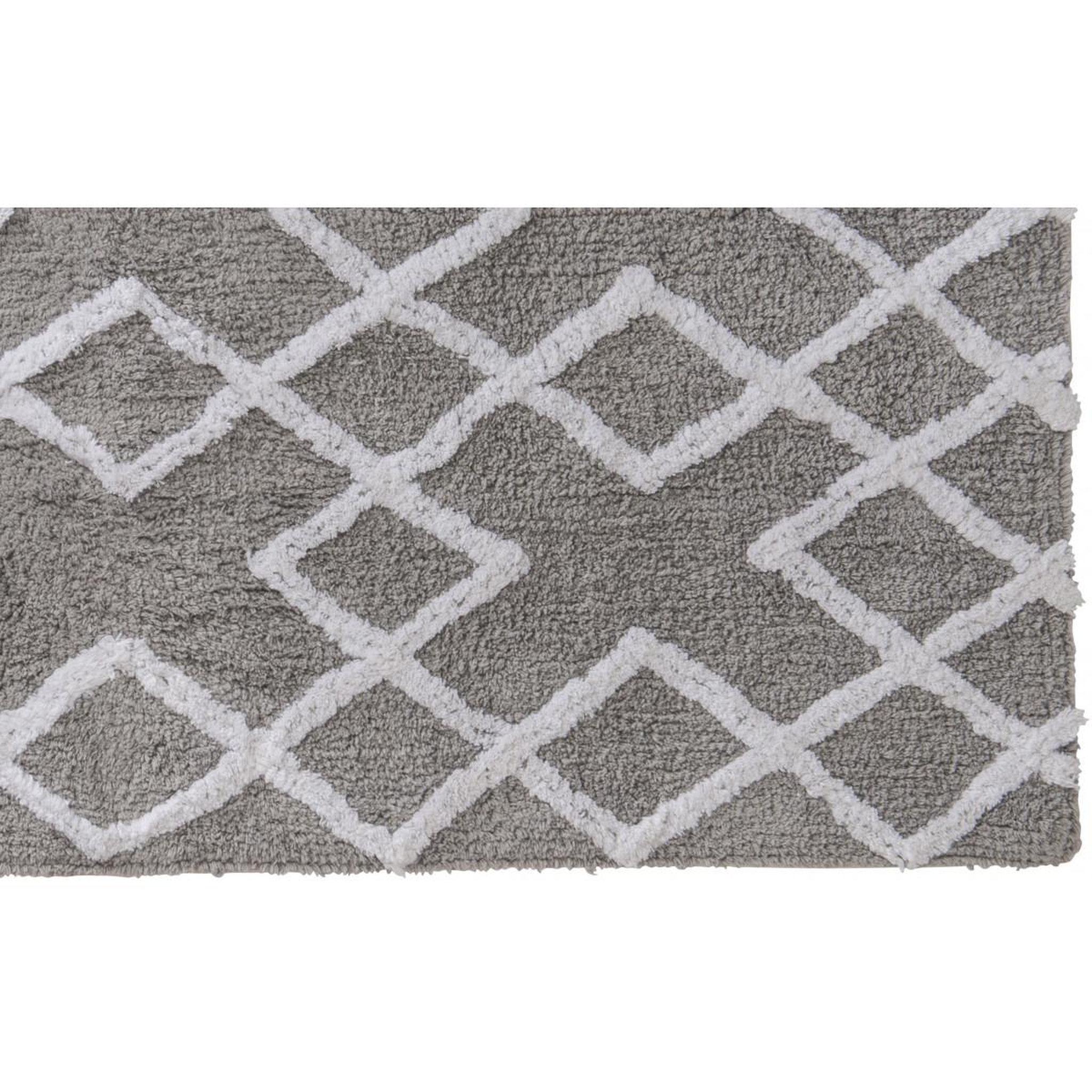Voir la diapositive 4 : GUY LEVASSEUR Tapis déco épais  à losanges en coton 60x120cm