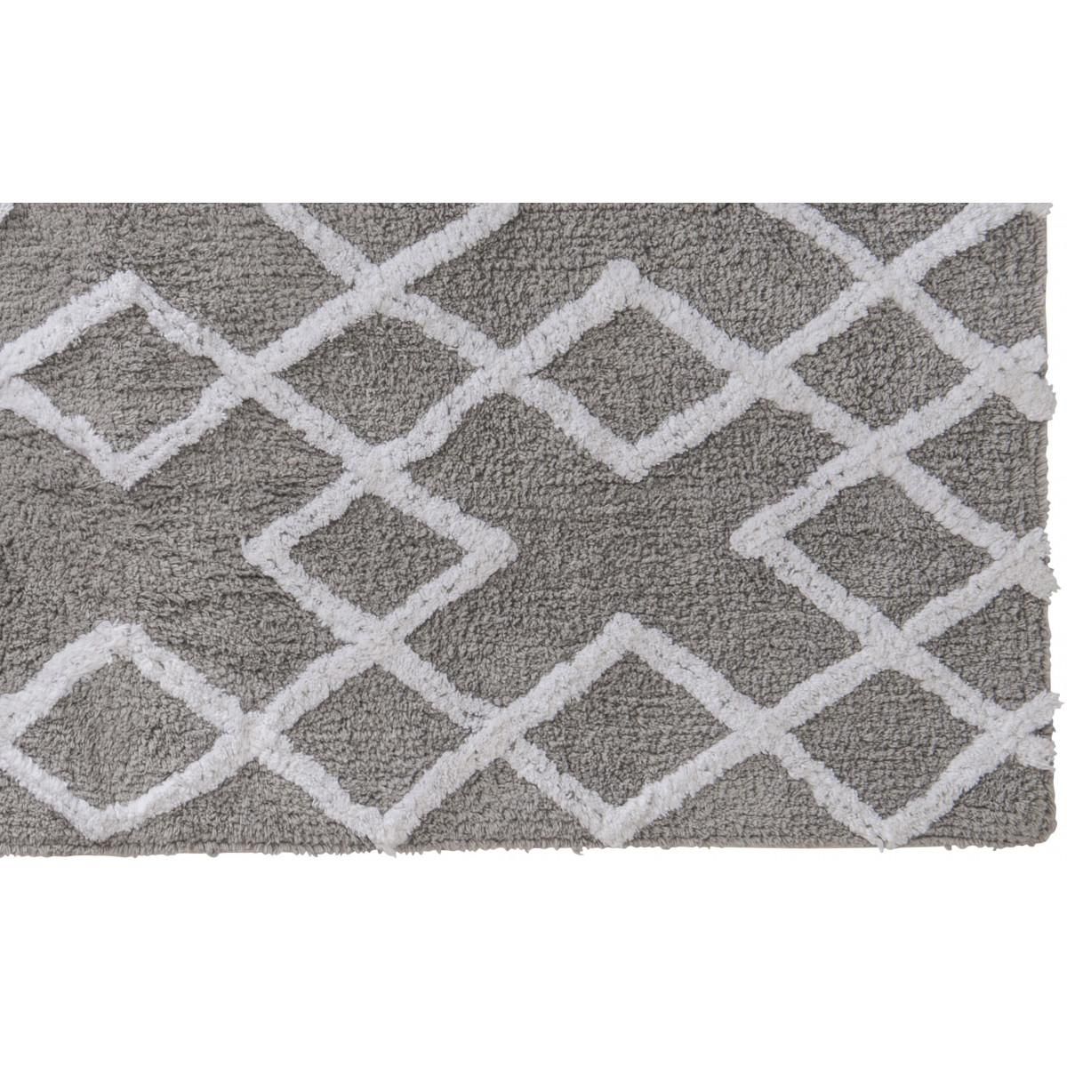 GUY LEVASSEUR Tapis déco épais  à losanges en coton 60x120cm