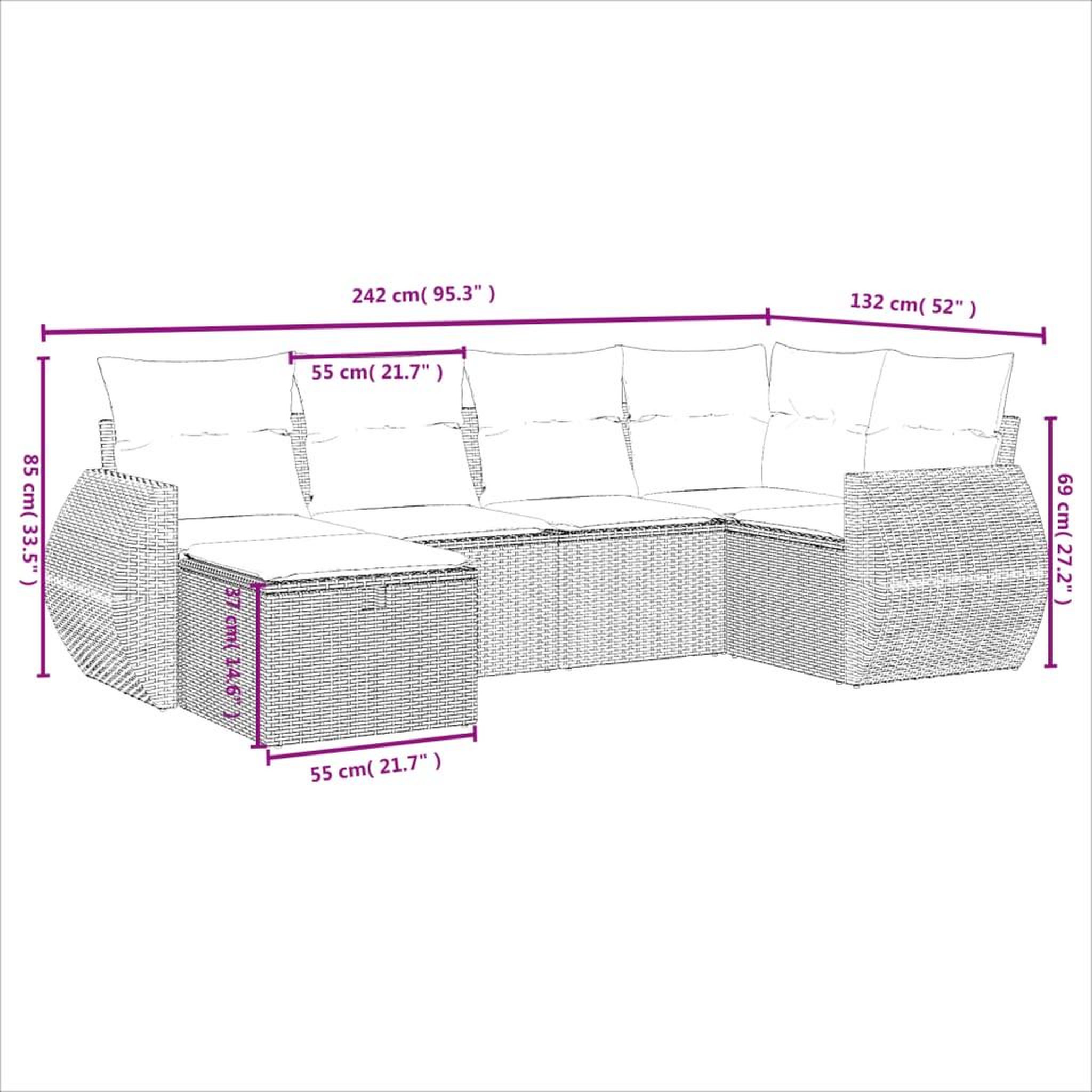 Voir la diapositive 5 : VIDAXL Salon de jardin 6 pcs avec coussins noir resine tressee