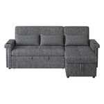 MERAX Canapé d'angle réversible convertible 3 places tissu led coffre de rangement. Coloris disponibles : Beige