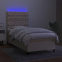 Voir la diapositive 4 : VIDAXL Sommier a lattes de lit et matelas et LED Creme 80x200 cm Tissu