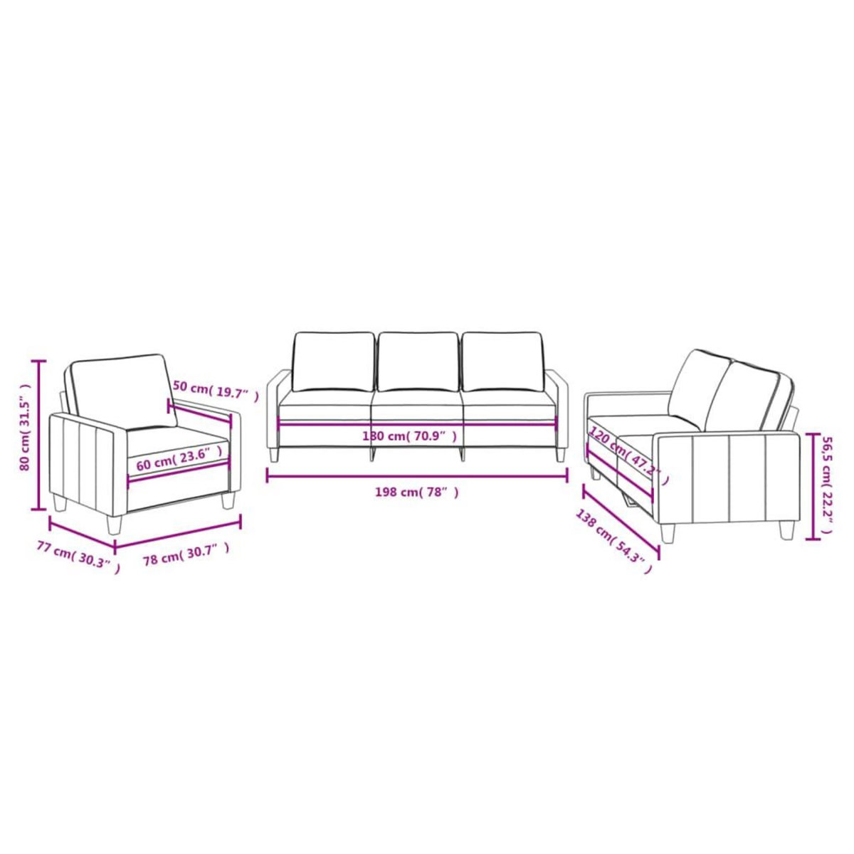 VIDAXL Ensemble de canapes 3 pcs avec coussins Noir Tissu