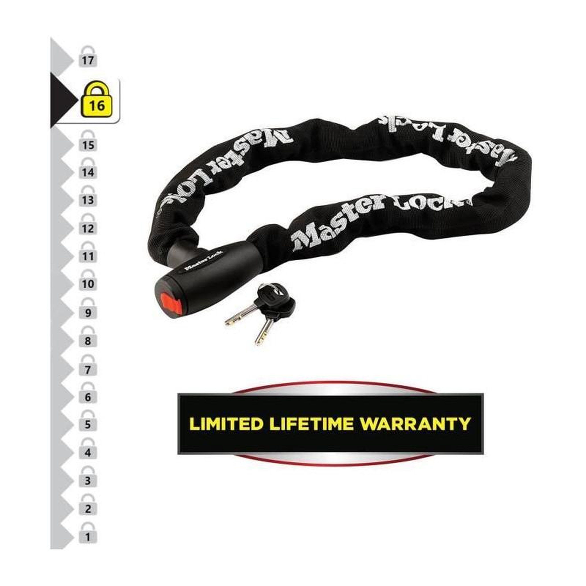 Voir la diapositive 3 : Master lock Chaîne Antivol Moto [Clé] [1 m chaîne] 8291EURDPS - Idéal pour les Motos et Scooters
