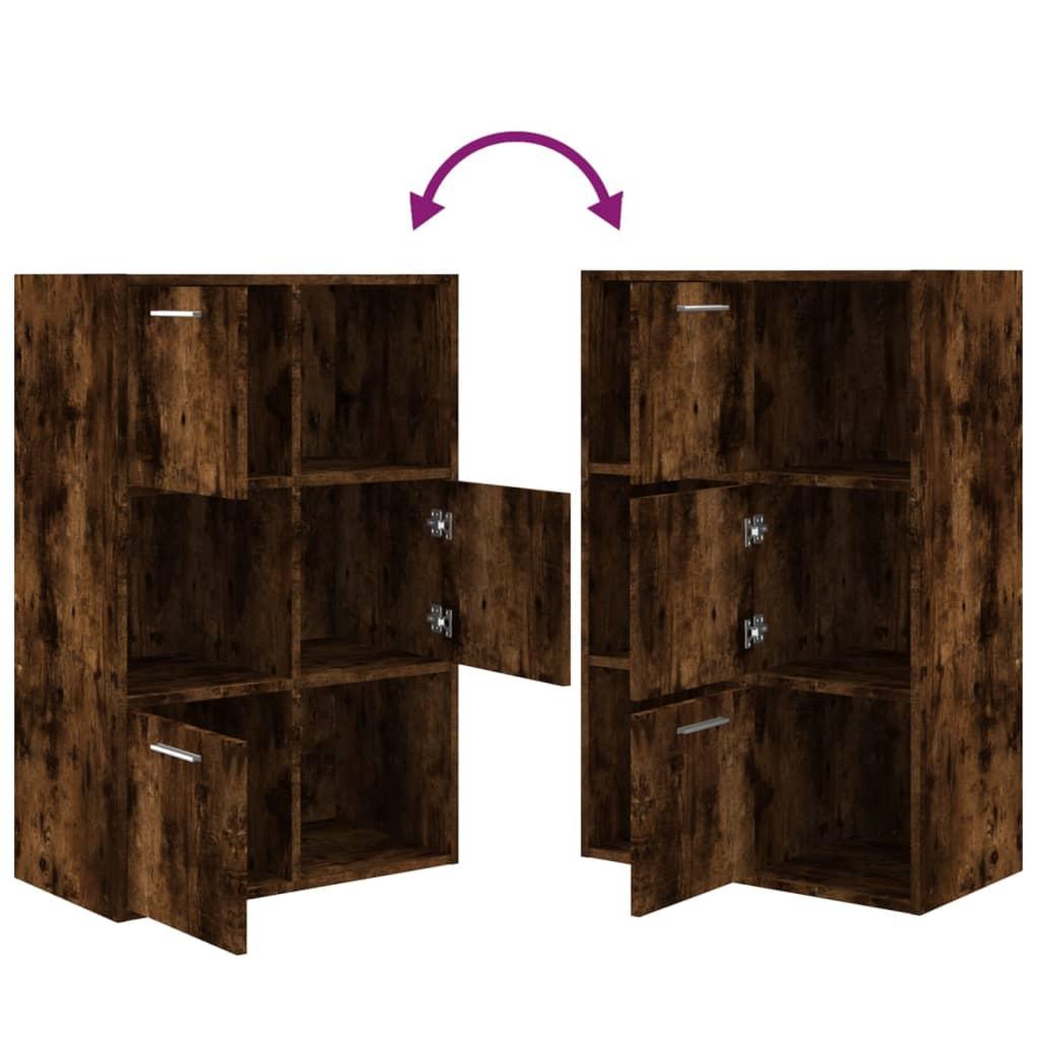 Voir la diapositive 5 : VIDAXL Armoire de rangement Chene fume 60x29,5x90 cm
