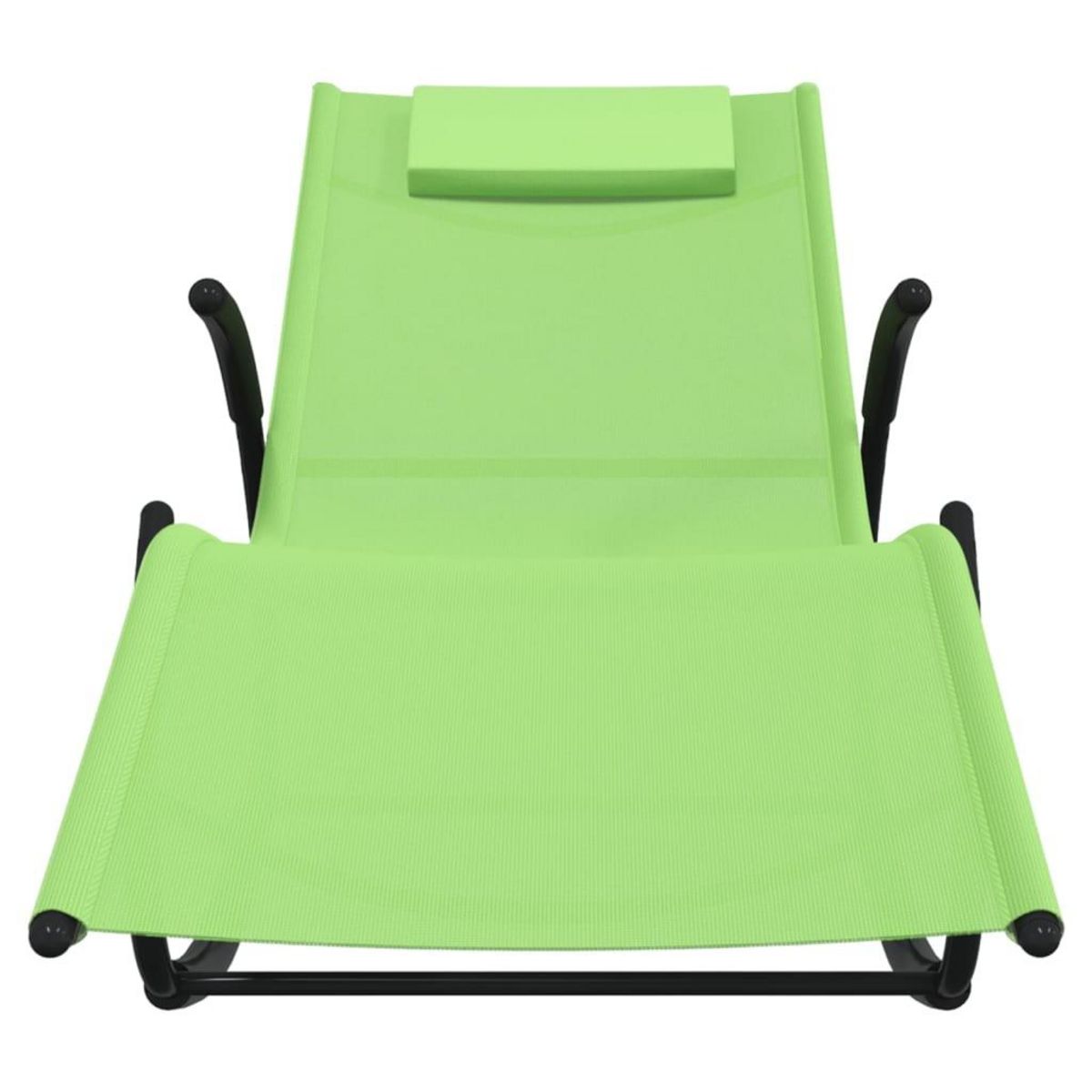 VIDAXL Chaises longues a bascule lot de 2 vert acier et textilene