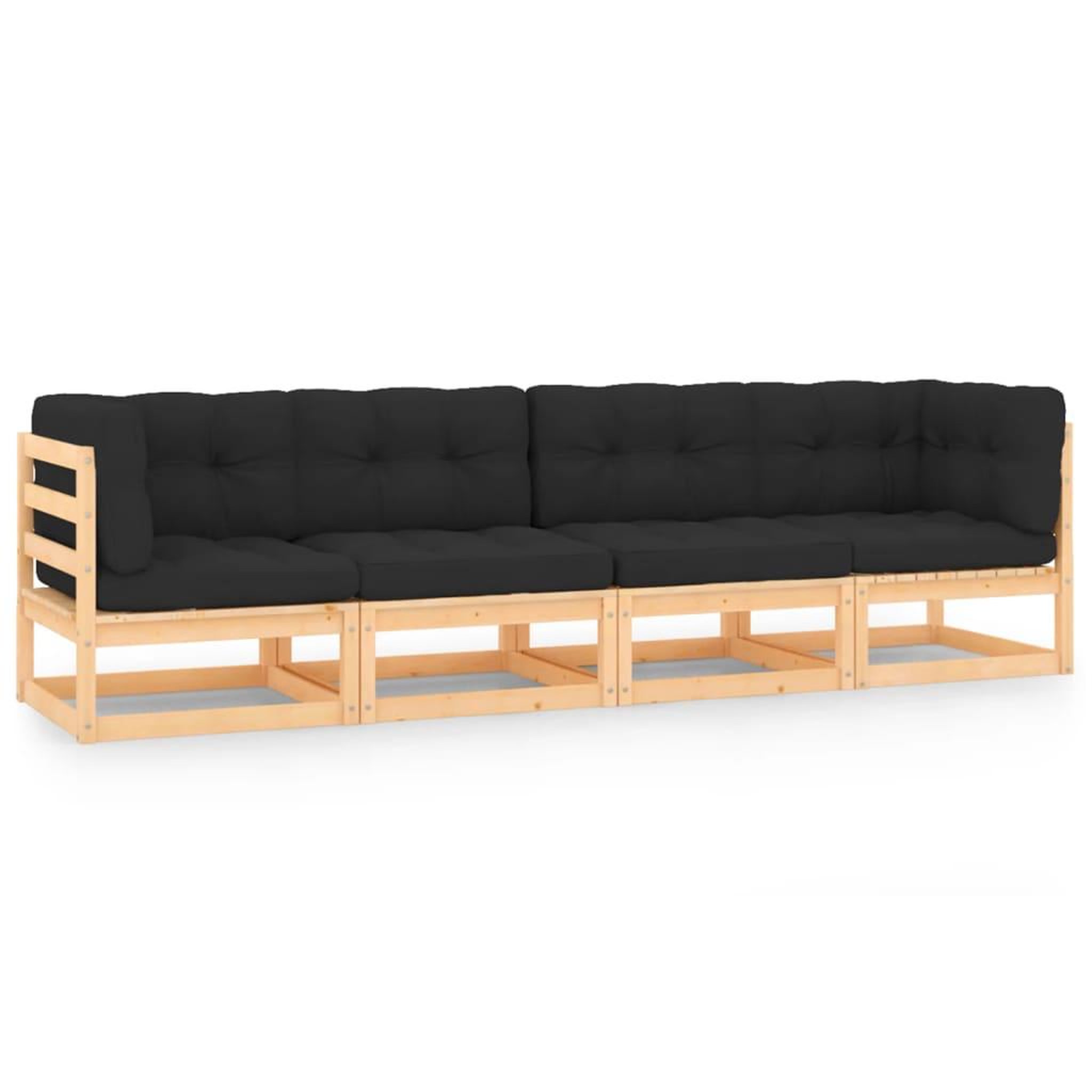 Voir la diapositive 1 : VIDAXL Salon de jardin 4 pcs avec coussins Bois de pin massif
