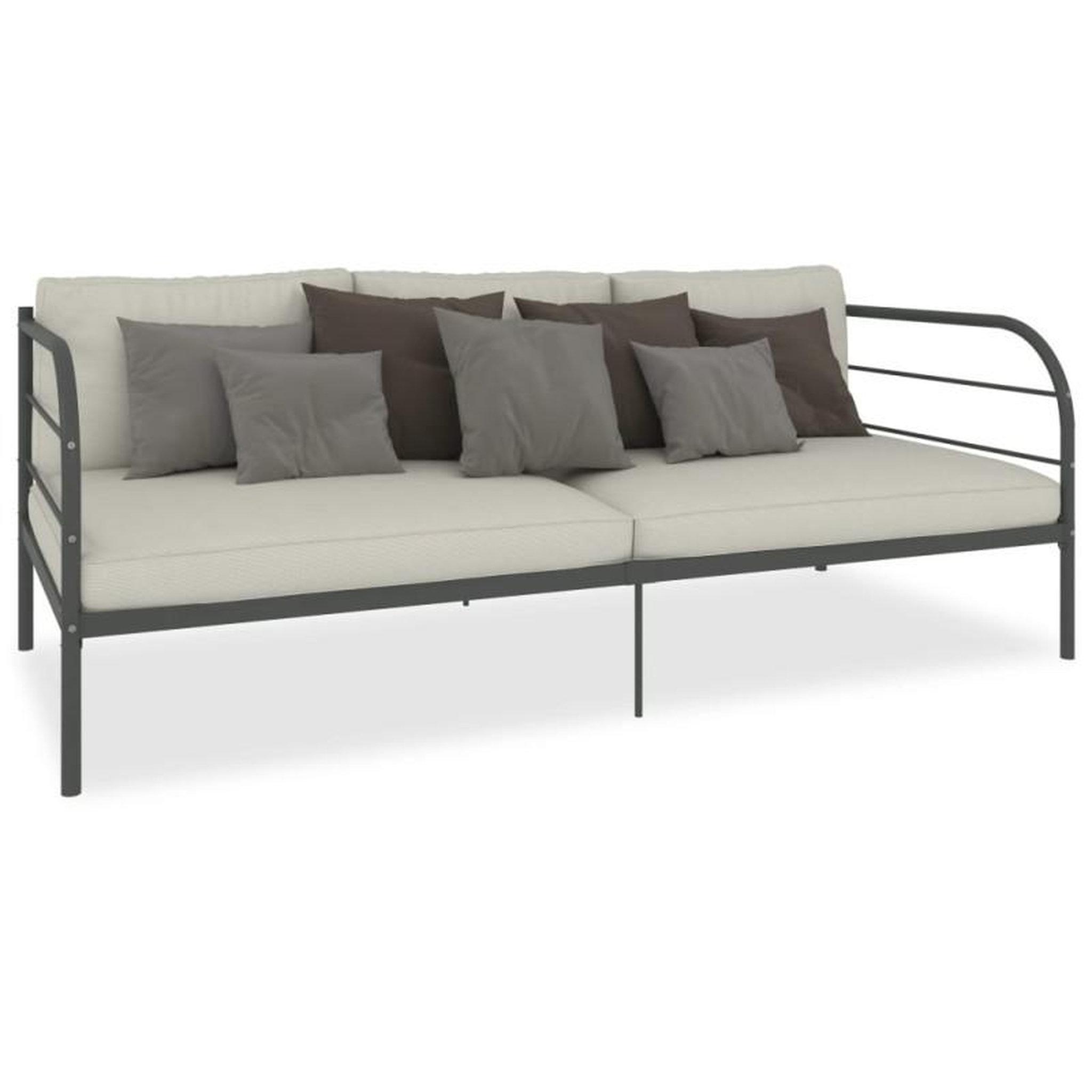 Voir la diapositive 2 : VIDAXL Cadre de lit de repos sans matelas gris métal 90x200 cm