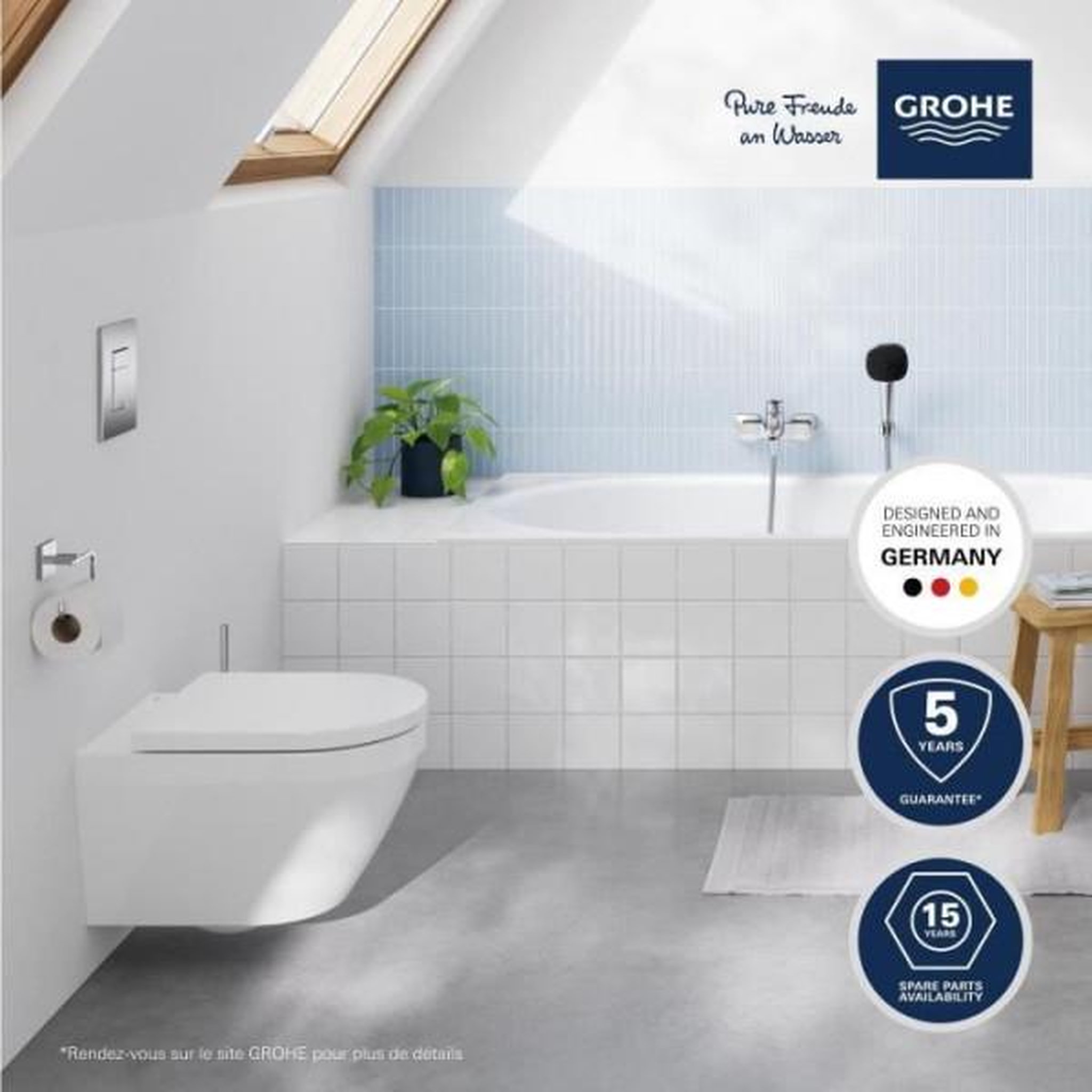 Voir la diapositive 2 : Grohe Cuvette wc suspendue compact - grohe euro ceramic - porcelaine vitrifiée - sans bride - blanc