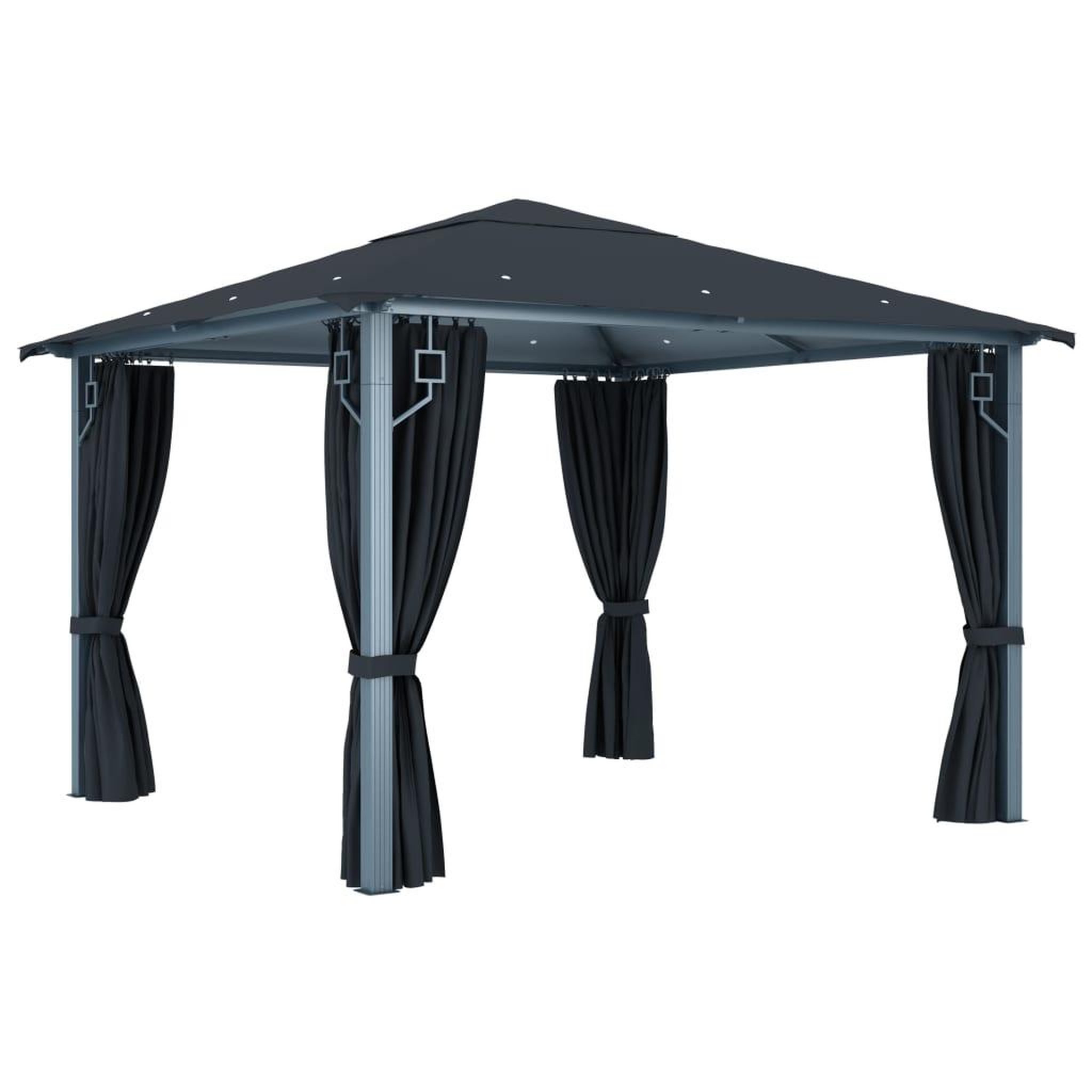 Voir la diapositive 3 : VIDAXL Tonnelle avec rideau et lumieres LED 3x3 m Anthracite Aluminium