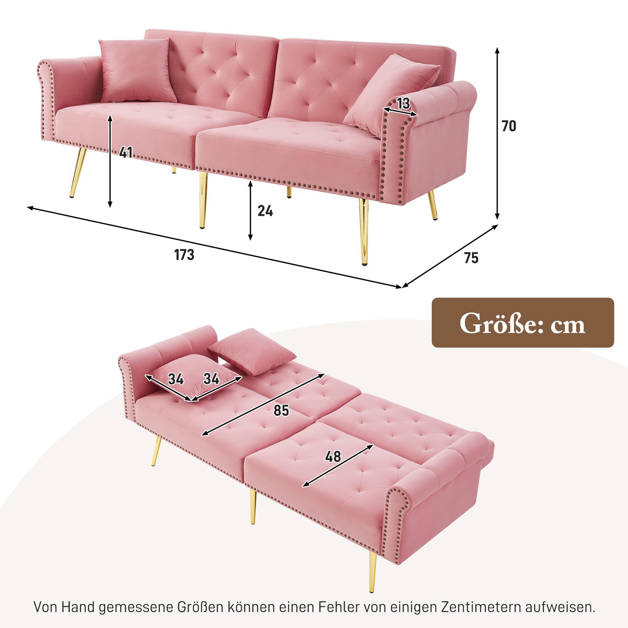 Voir la diapositive 3 : MERAX Canapé droit convertible 2 places velours