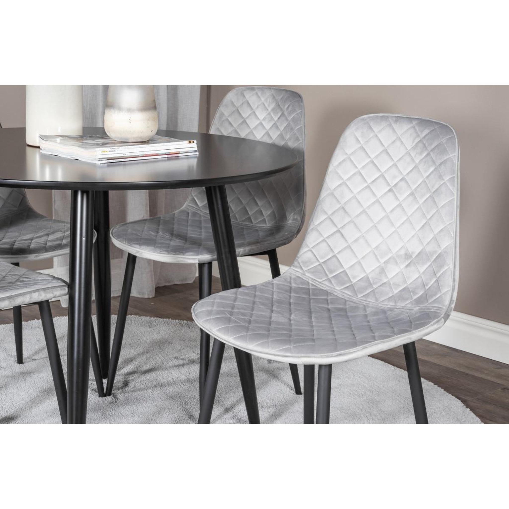 Voir la diapositive 4 : Paris Prix Ensemble table à manger & 4 chaises design  plaza & polar  100cm noir & gris