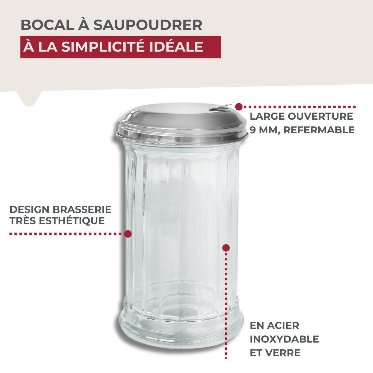 Fackelmann Saupoudreuse en verre et couvercle inox 14 cm Fackelmann Basic