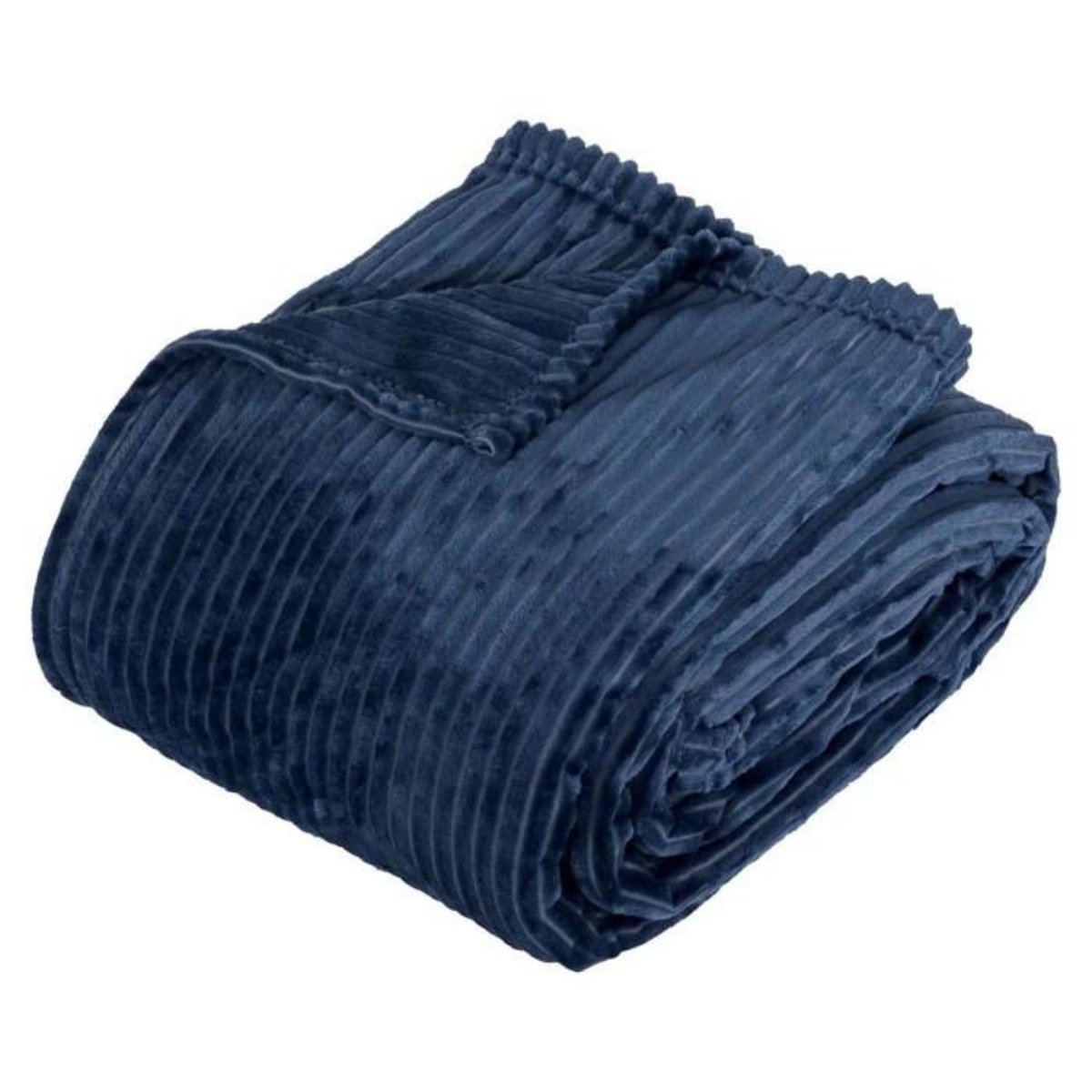 ATMOSPHERA Plaid en Velours Côtelé  Arum  220x240cm Bleu Encre