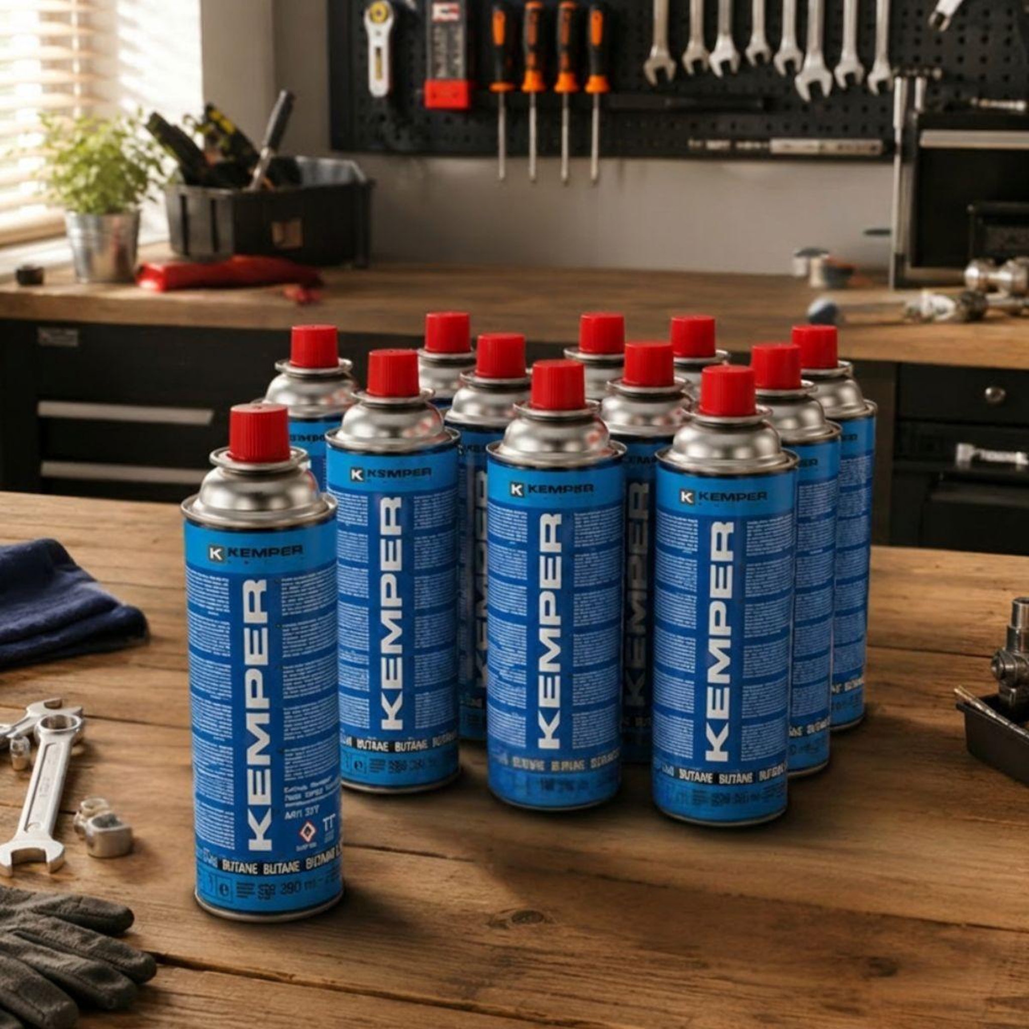 Voir la diapositive 3 : Kemper Pack 12 cartouches gaz butane 390 ml 227 g valve sécurité pour réchaud portable chalumeau lampe à gaz kemper