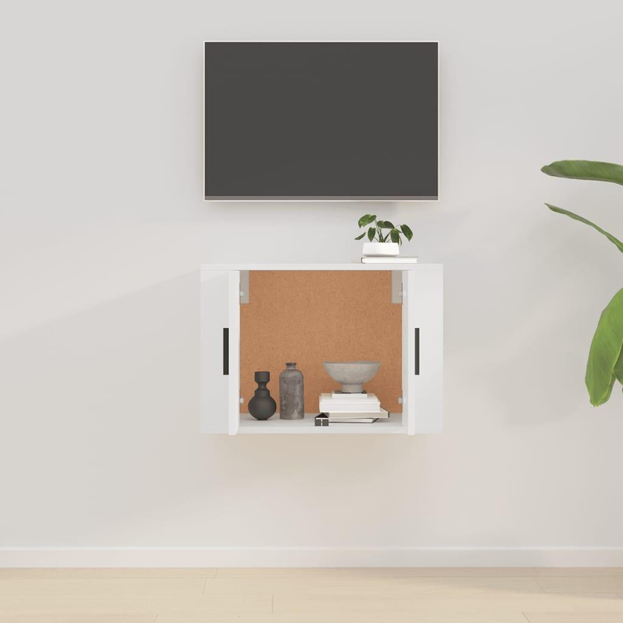 Voir la diapositive 3 : VIDAXL Meuble TV mural Blanc brillant 57x34,5x40 cm