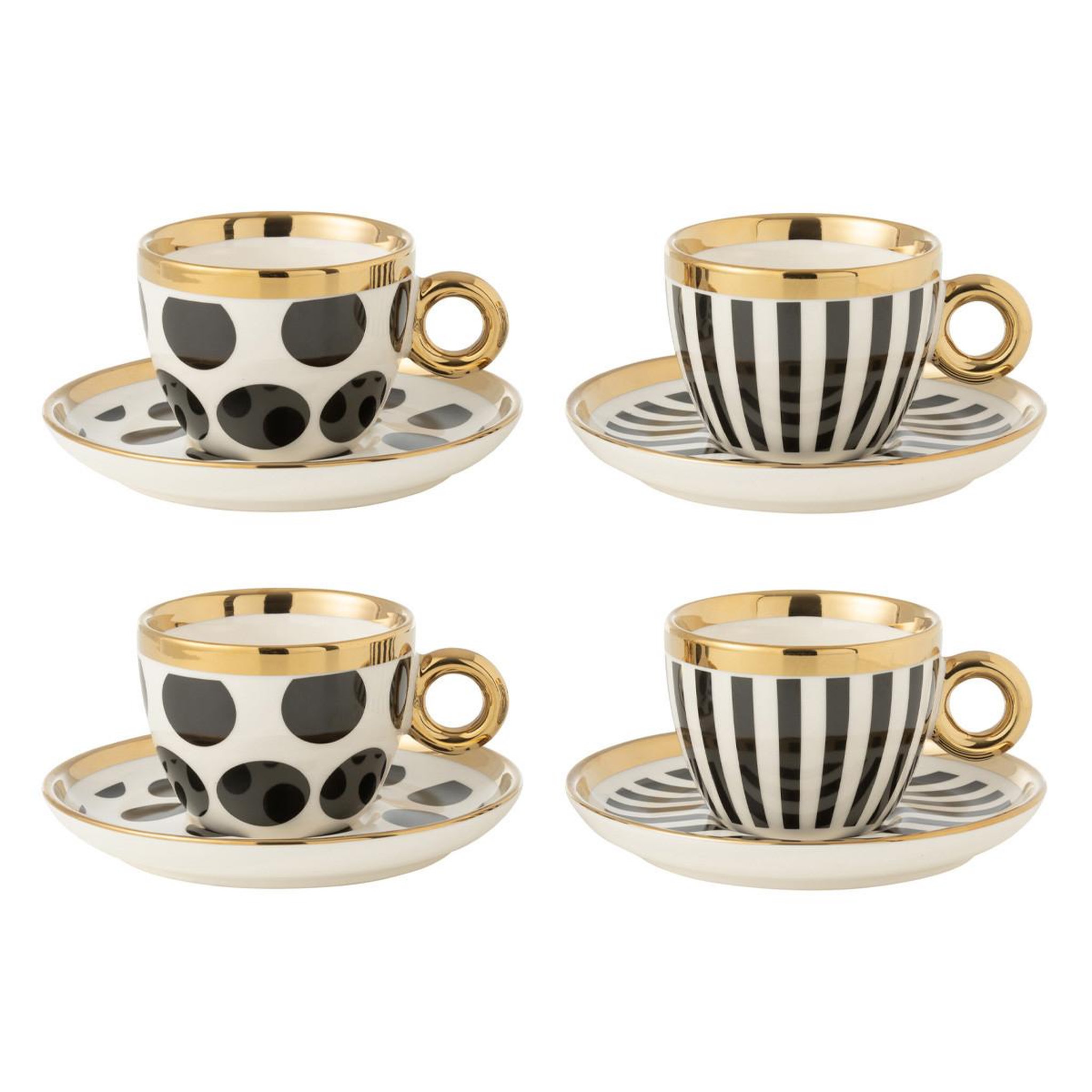 J-LINE Lot de 4 tasses & sous-tasses  faye  18cl multicolore