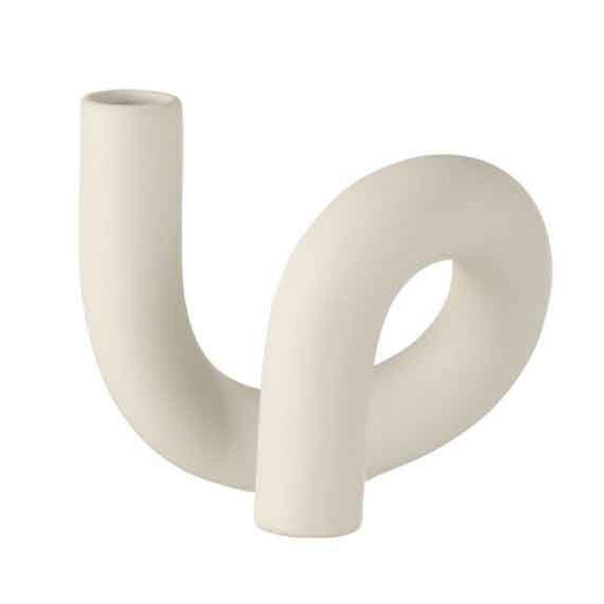 J-LINE Bougeoir 1 bougie déco  torsion  17cm blanc