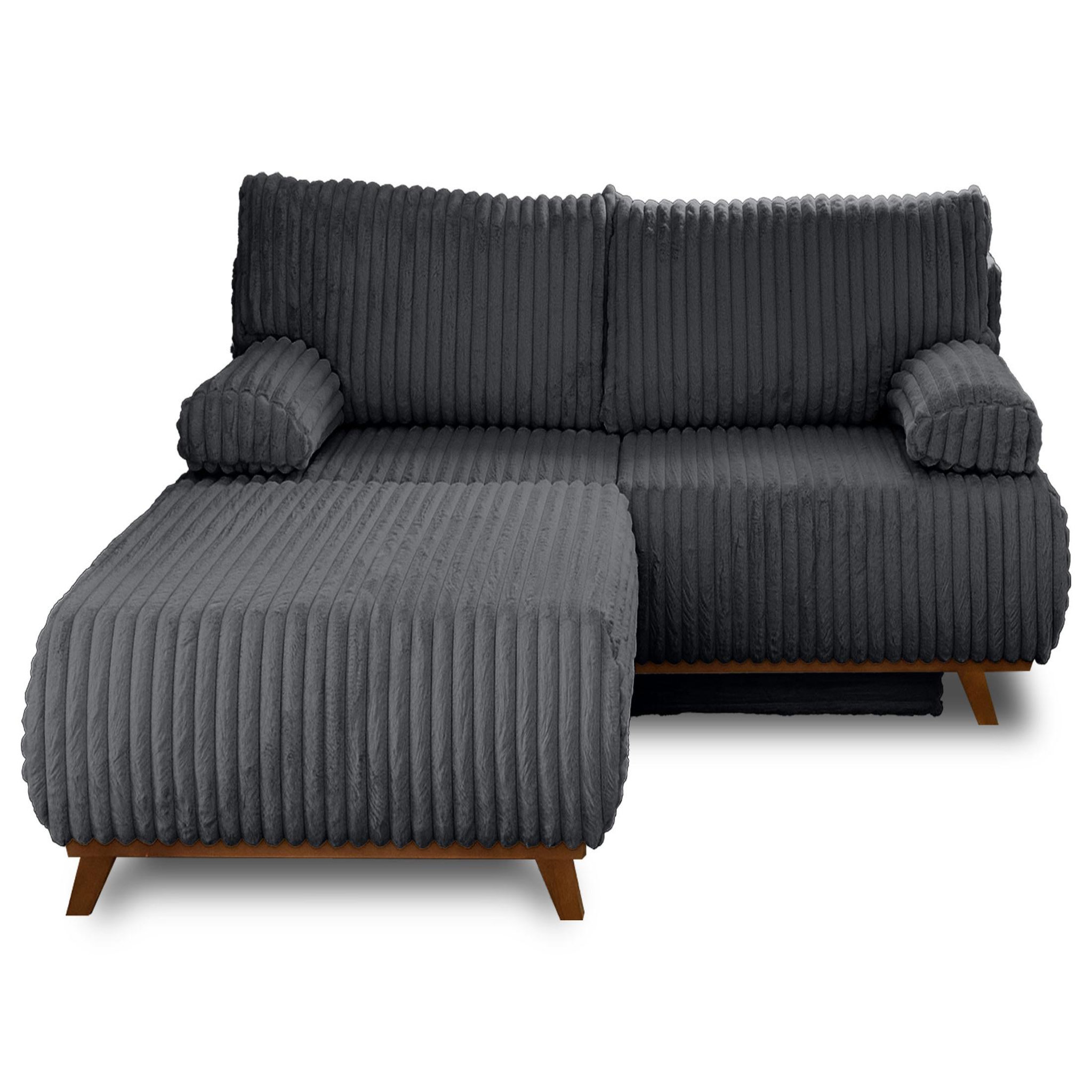 Voir la diapositive 1 : BEST MOBILIER Cristal - canapé 3 places - convertible avec coffre et grand pouf - en fausse fourrure côtelée