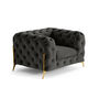 Voir la diapositive 2 : LISA DESIGN Camden - fauteuil chesterfield en velours - pieds en métal doré