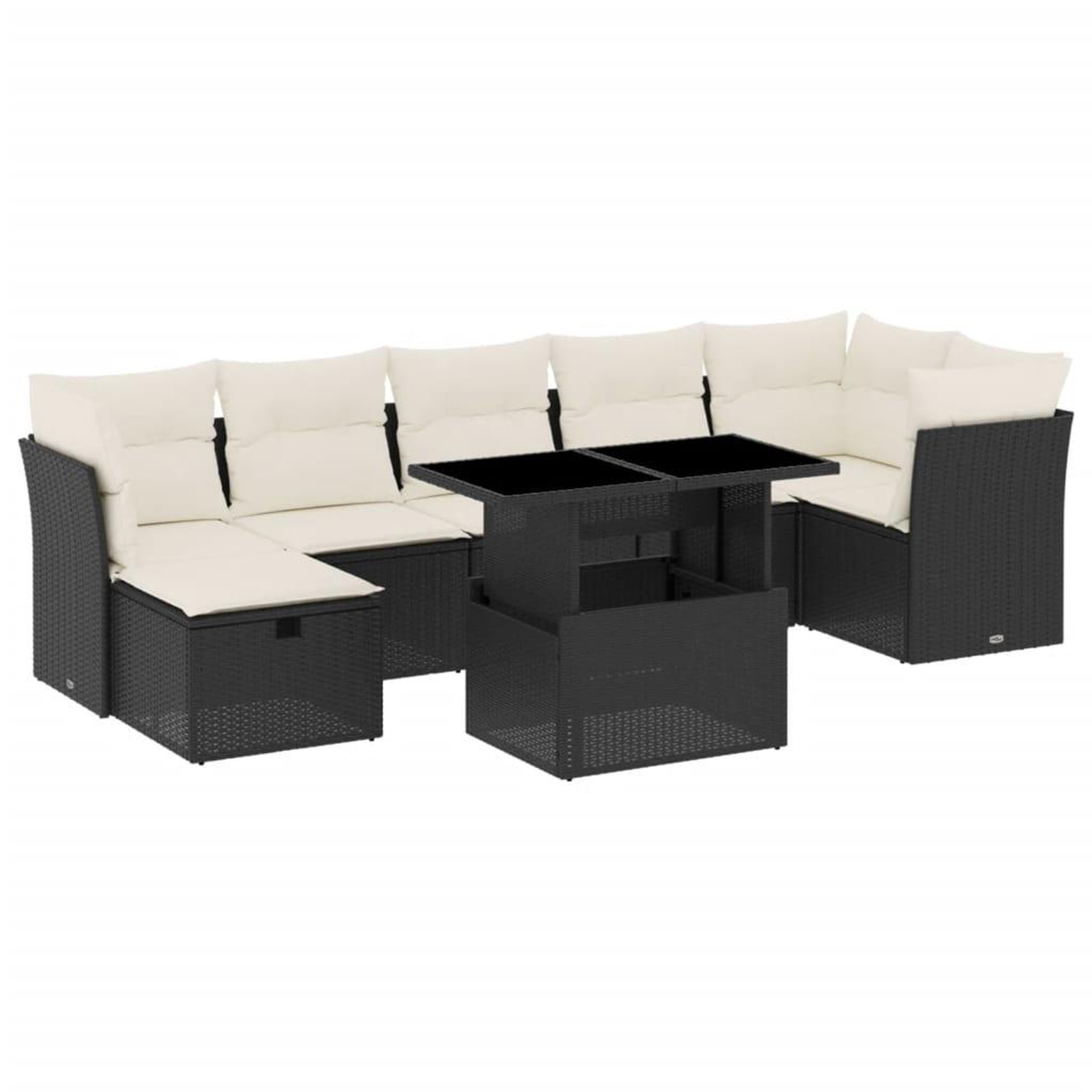 Voir la diapositive 2 : VIDAXL Salon de jardin 8 pcs avec coussins noir resine tressee