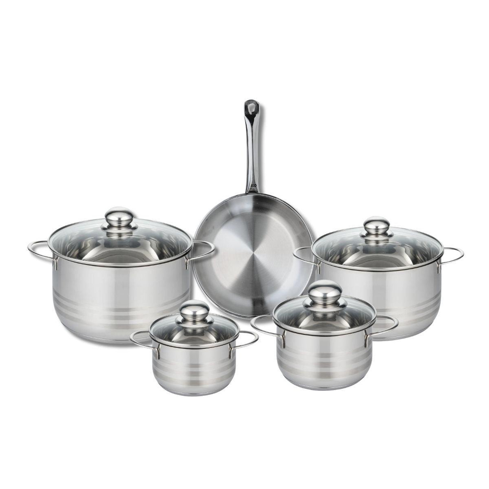 ELO Ensemble de 1 poêle de cuisson 24 cm et 4 faitouts 14, 16, 20 et 24 cm elo profi brillant