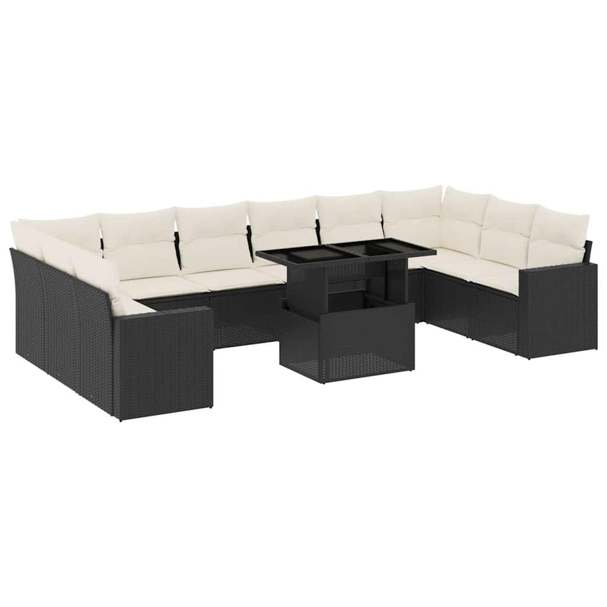 Voir la diapositive 2 : VIDAXL Salon de jardin 11 pcs avec coussins noir resine tressee