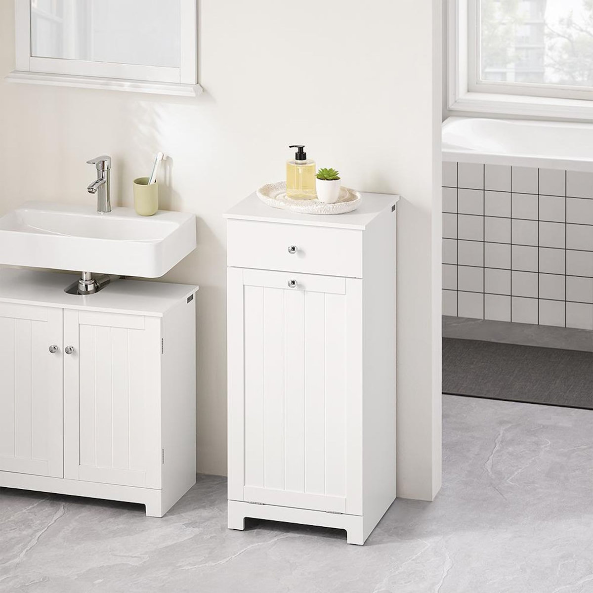 SOBUY SoBuy - Meuble de salle de bain bas avec un tiroir - Moderne - BZR21-II