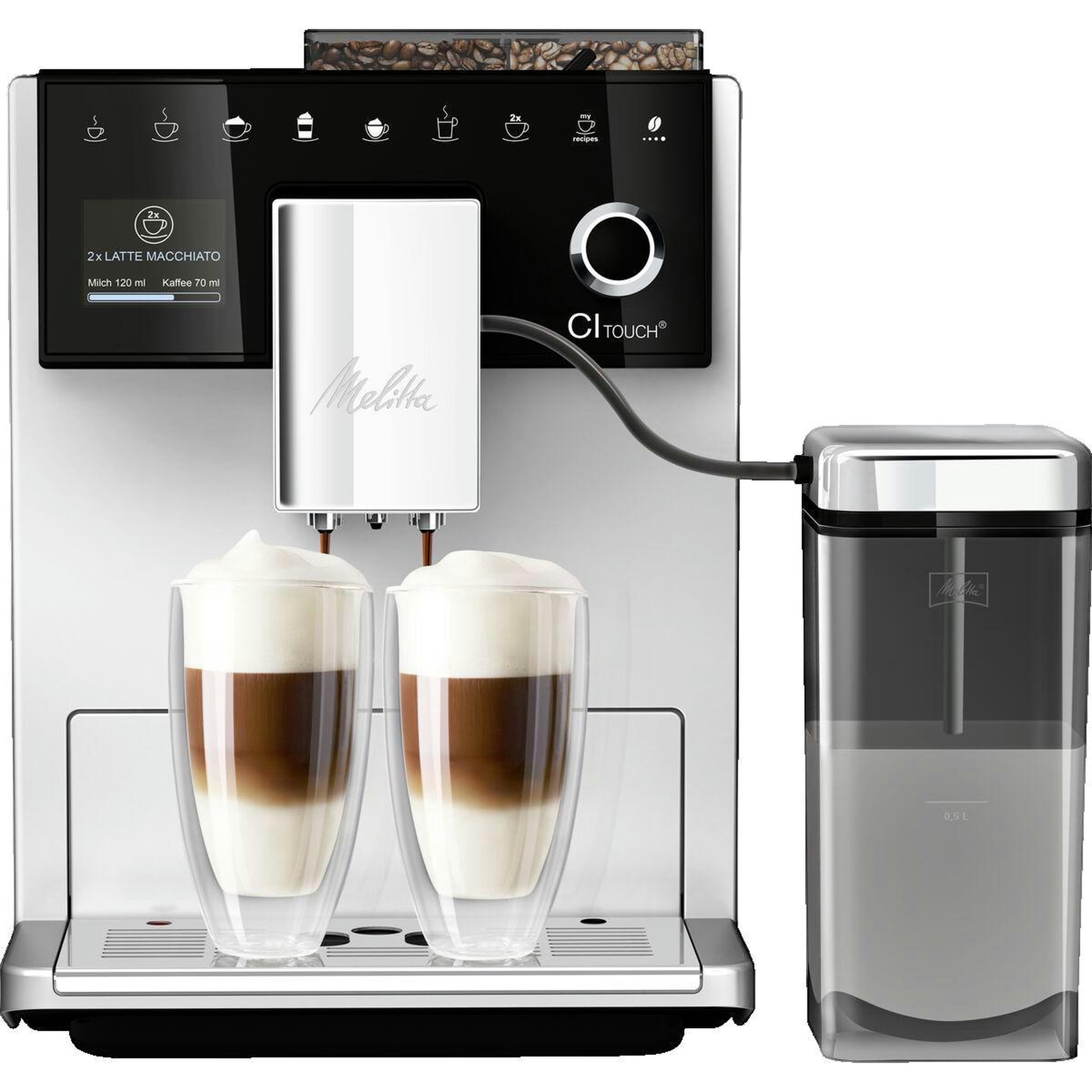 Voir la diapositive 2 : Melitta Cafetière Melitta F630-111 superautomatique argentée