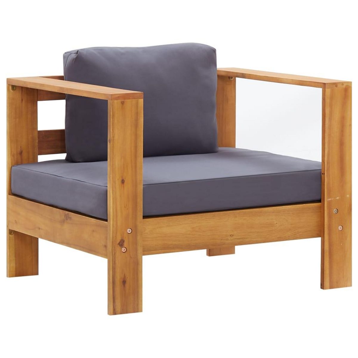 VIDAXL Chaise de jardin avec coussin Gris fonce Bois d'acacia solide