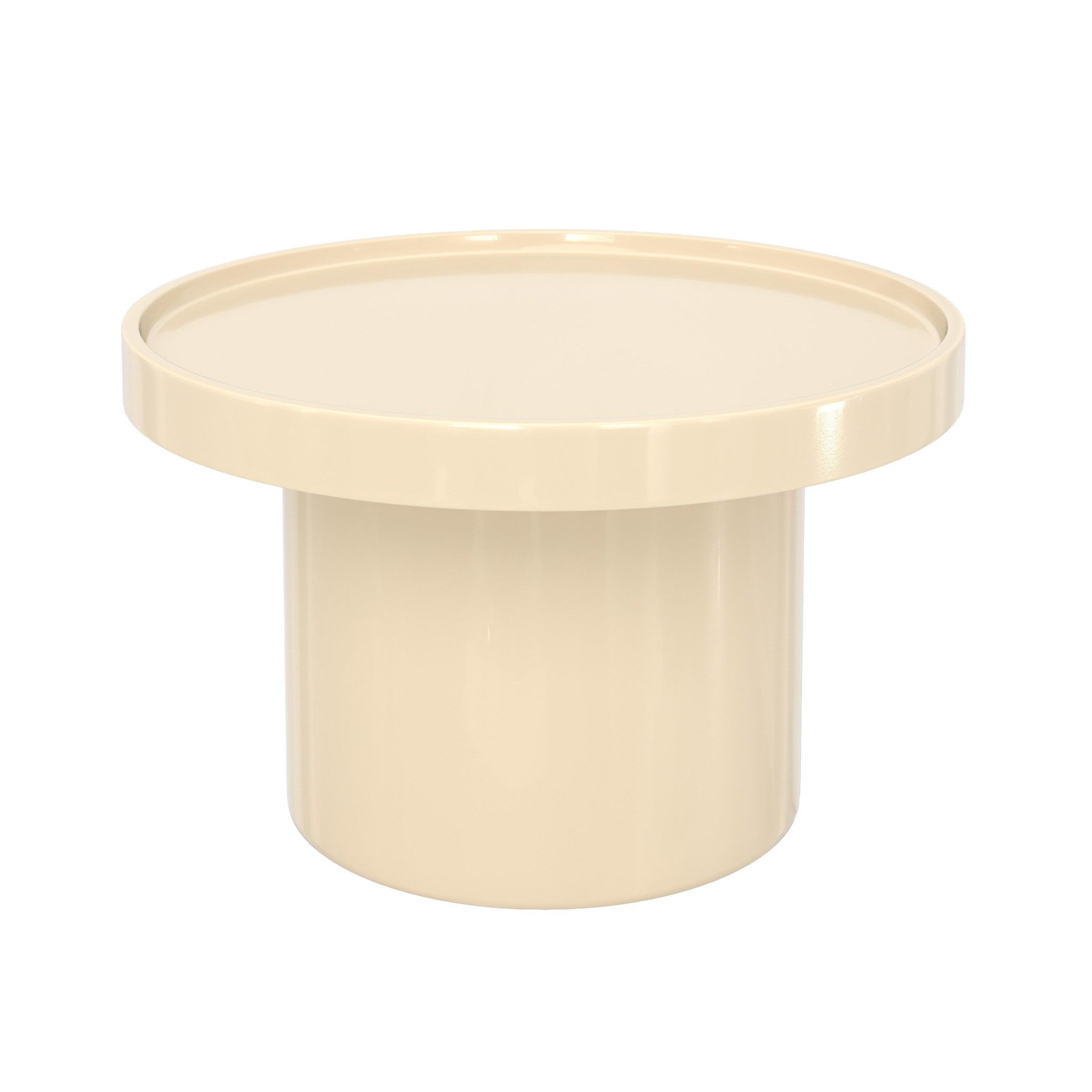 MAISON PAVANE Table d'appoint en mdf laqué blanc cassé, d50 cm-nora