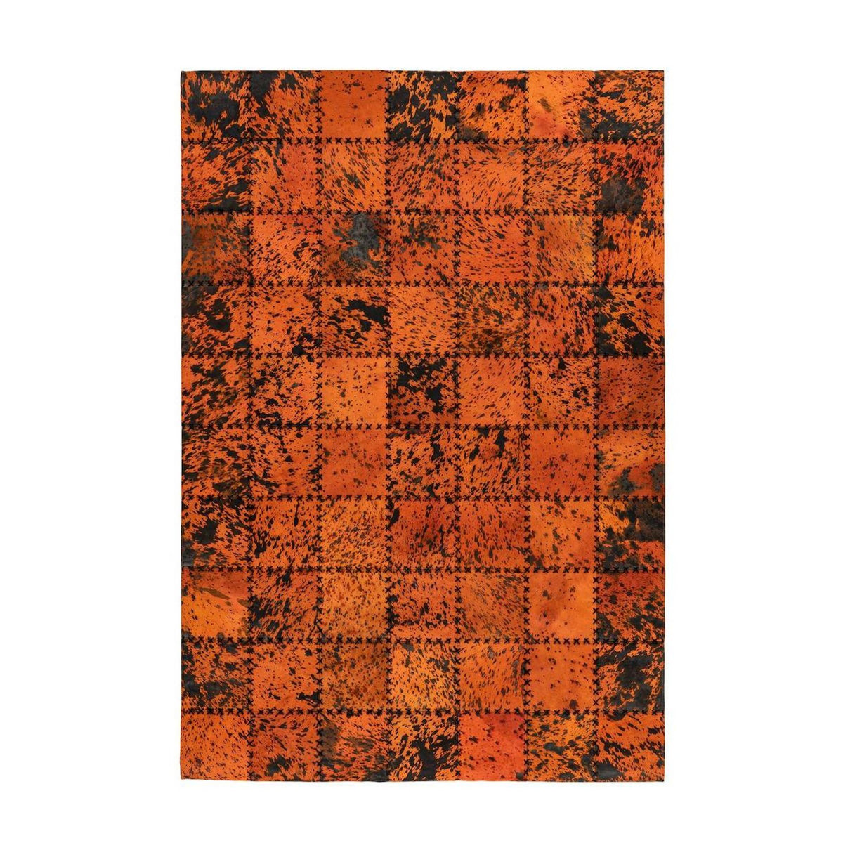 Paris Prix Tapis Patchwork en Cuir Fait Main  Voila  Orange