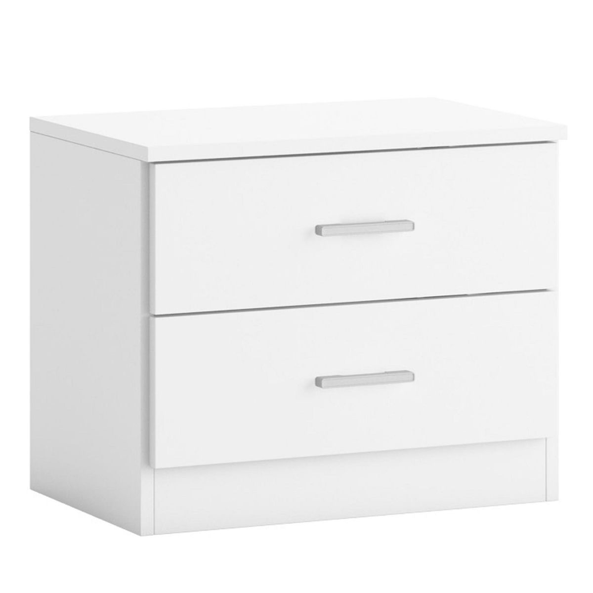 VS VENTA-STOCK Table de Chevet Dublin 2 tiroirs en Couleur Blanc, Guides métalliques