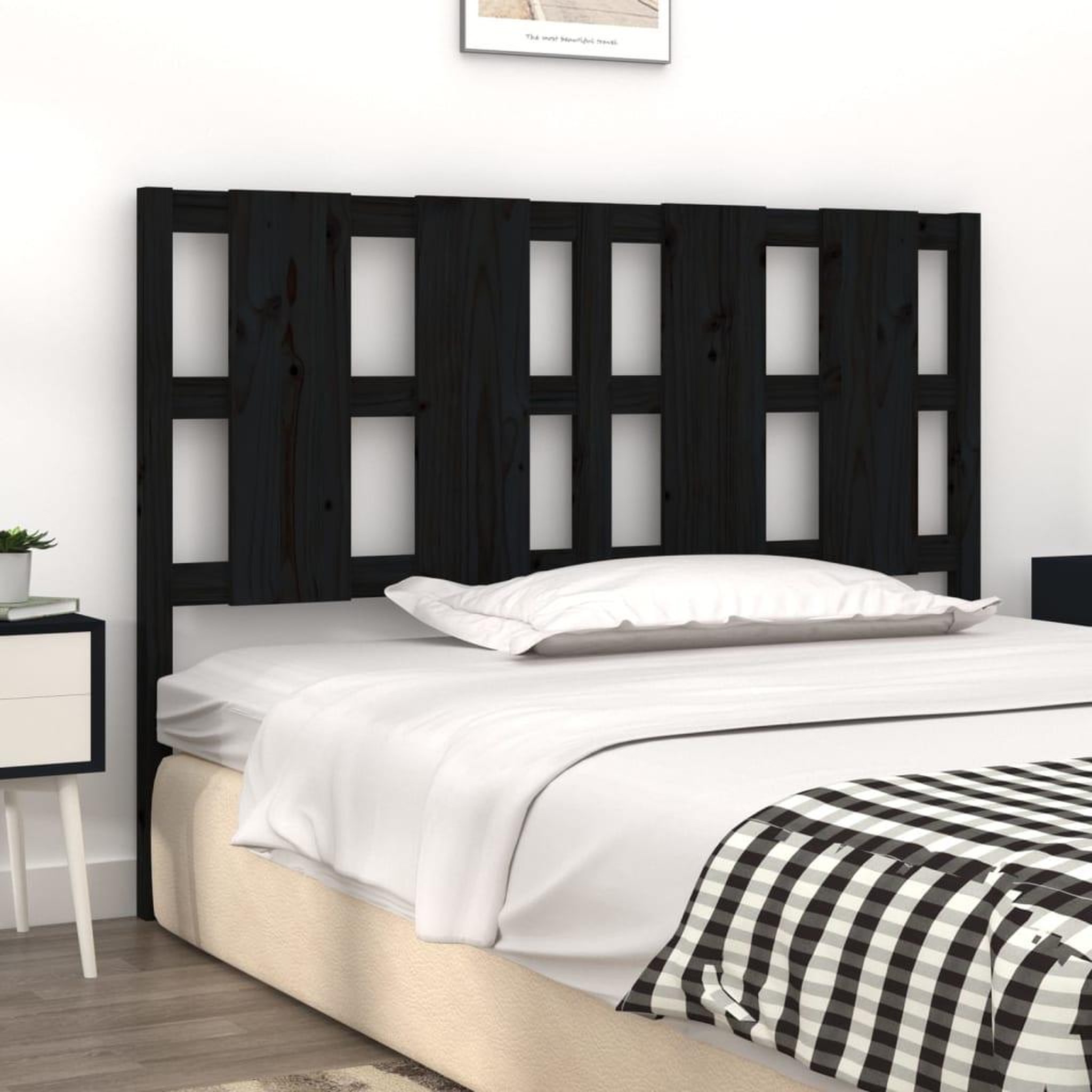 Voir la diapositive 3 : VIDAXL Tete de lit Noir 145,5x4x100 cm Bois massif de pin