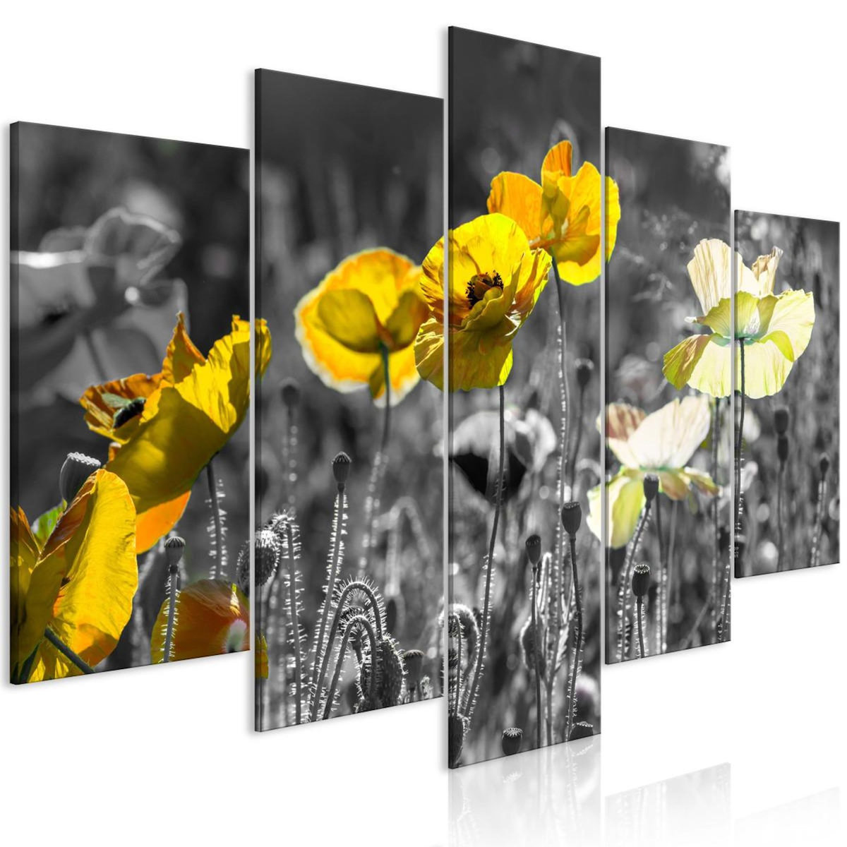 Paris Prix Tableau Imprimé 5 Panneaux  Yellow Poppies Wide