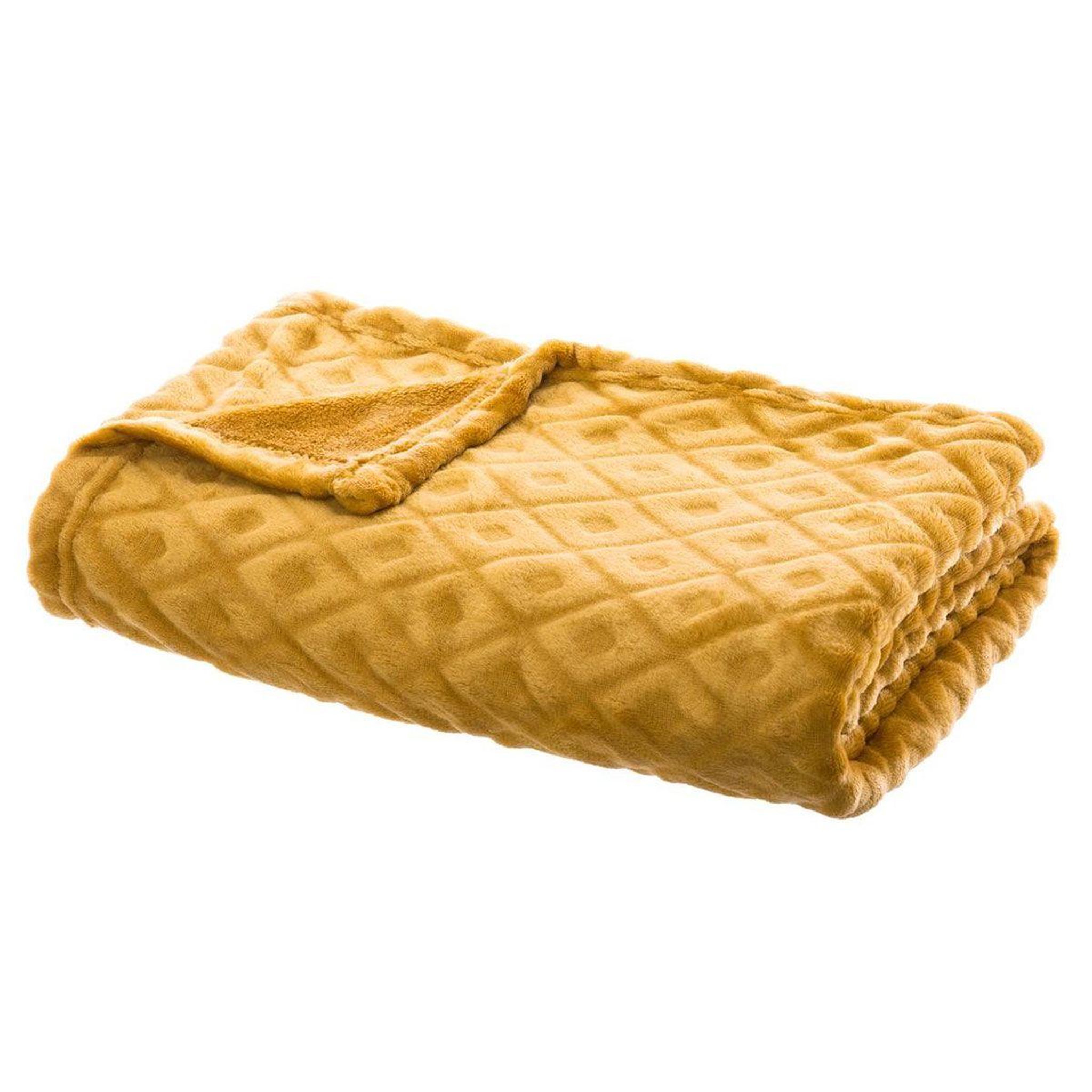 ATMOSPHERA Plaid imprimé  losange 3d  125x150cm ocre