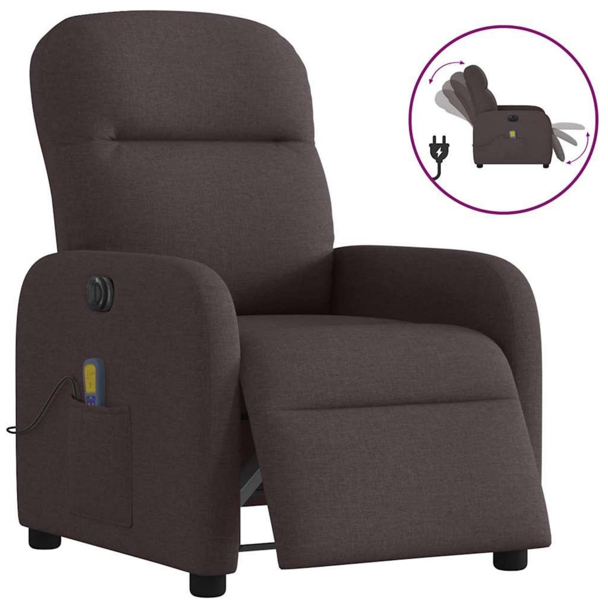 VIDAXL Fauteuil de massage inclinable electrique Marron fonce Tissu
