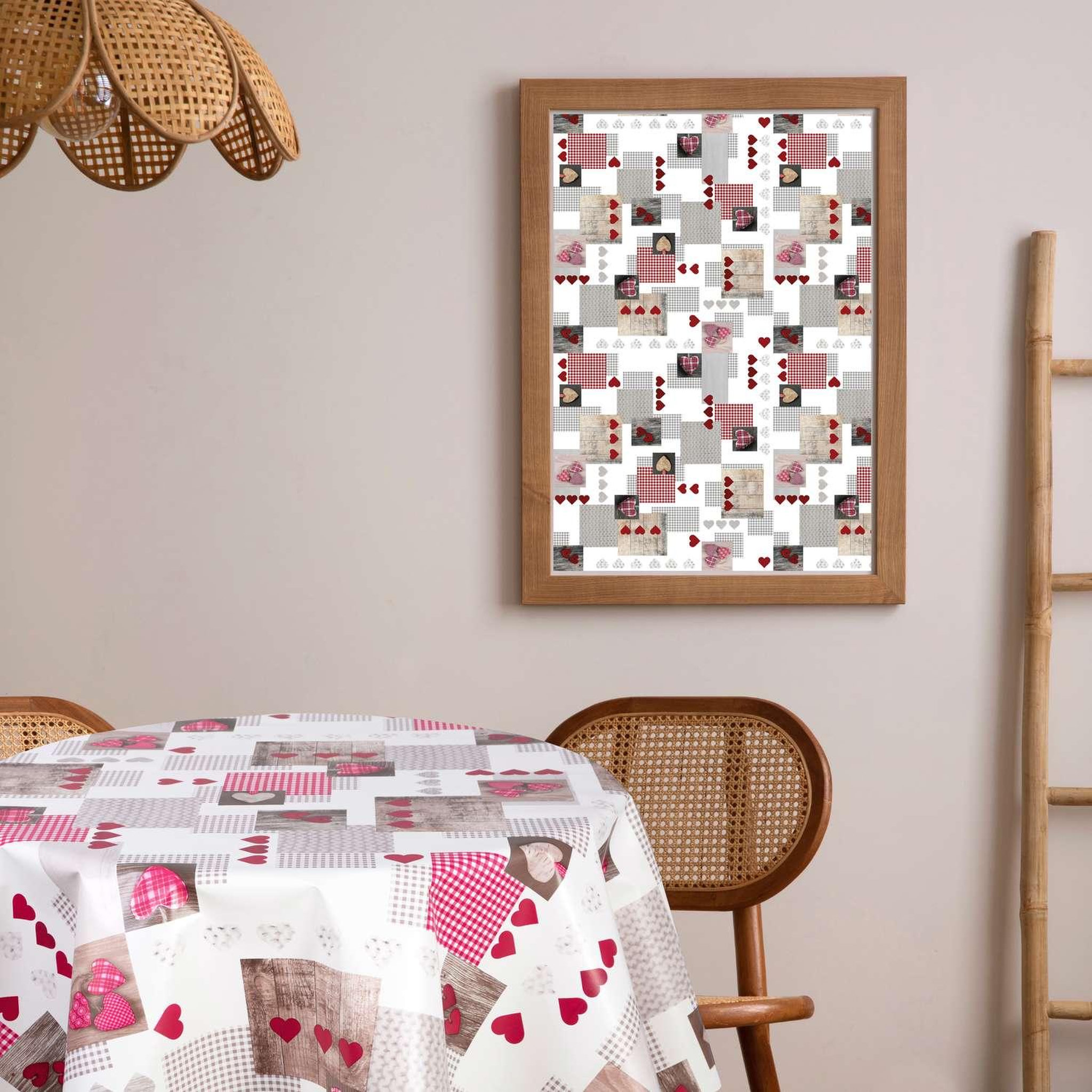 Voir la diapositive 2 : HABITABLE Nappe en toile cirée ronde Aspen - Diam. 135 cm - Rouge