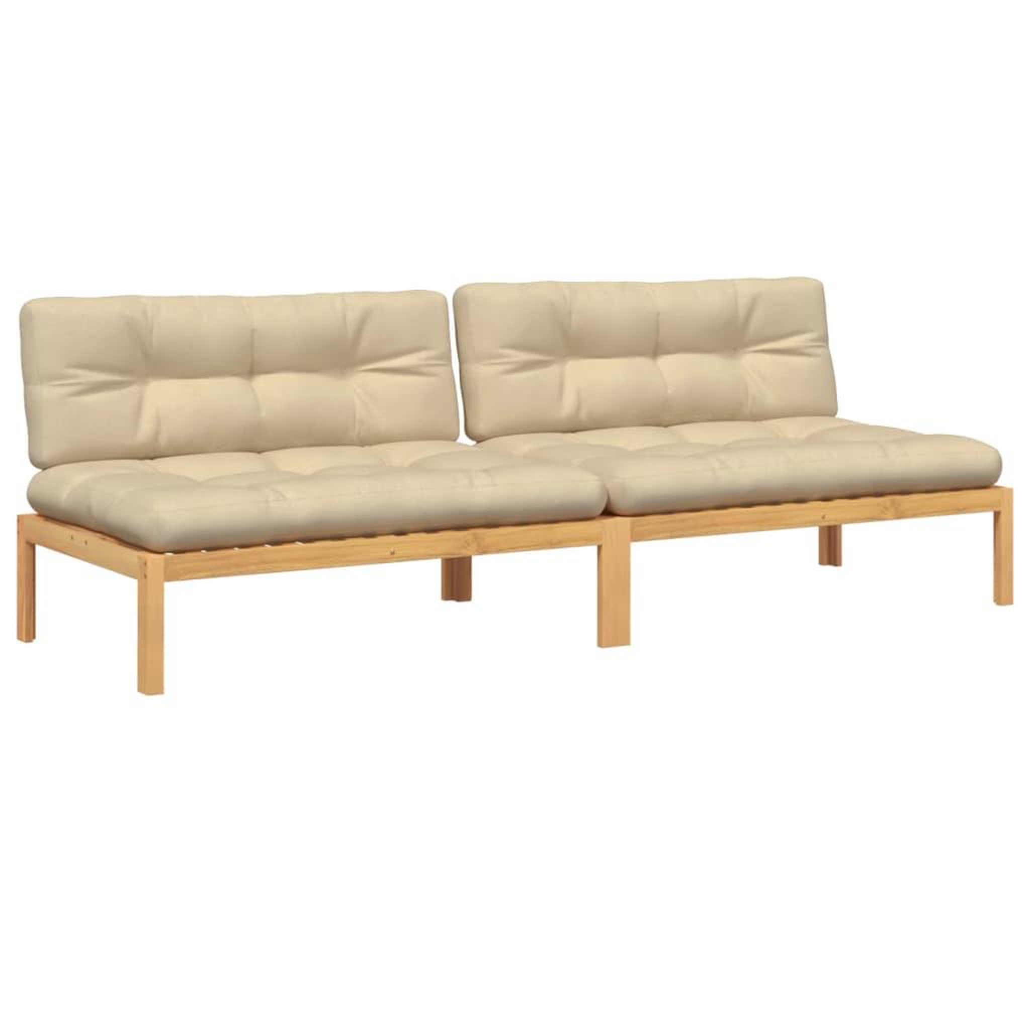 Voir la diapositive 2 : VIDAXL Canapes centraux palette de jardin 2pcs et coussins bois acacia