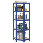 VIDAXL Etagere d'angle a 5 niveaux Bleu Acier et bois d'ingenierie
