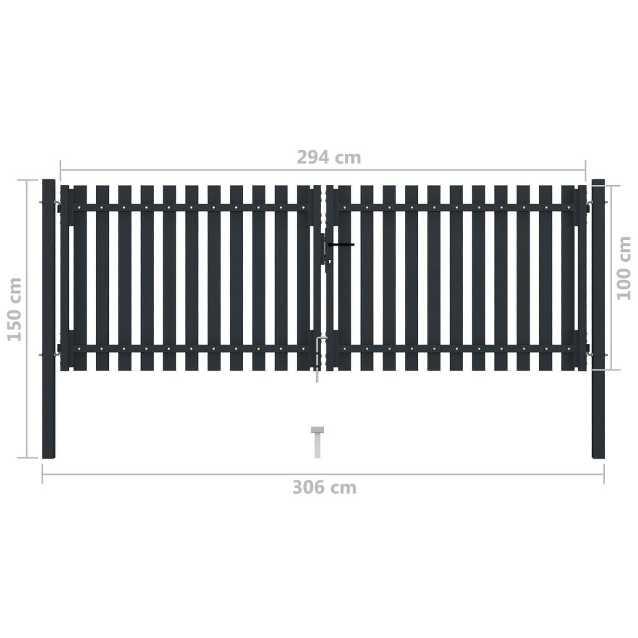 Voir la diapositive 6 : VIDAXL Portail de cloture a double porte Acier 306x150 cm Anthracite