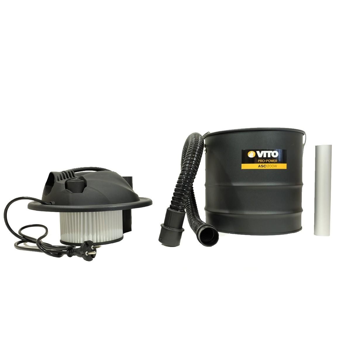 VITO Pro-Power Aspirateur de cendres 1200W Cuve 18L + 2 Filtres HEPA VITO