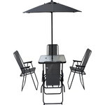 Habitat et Jardin Table et chaises de jardin avec parasol en métal  Convivia  - 4 places - Gris anthracite